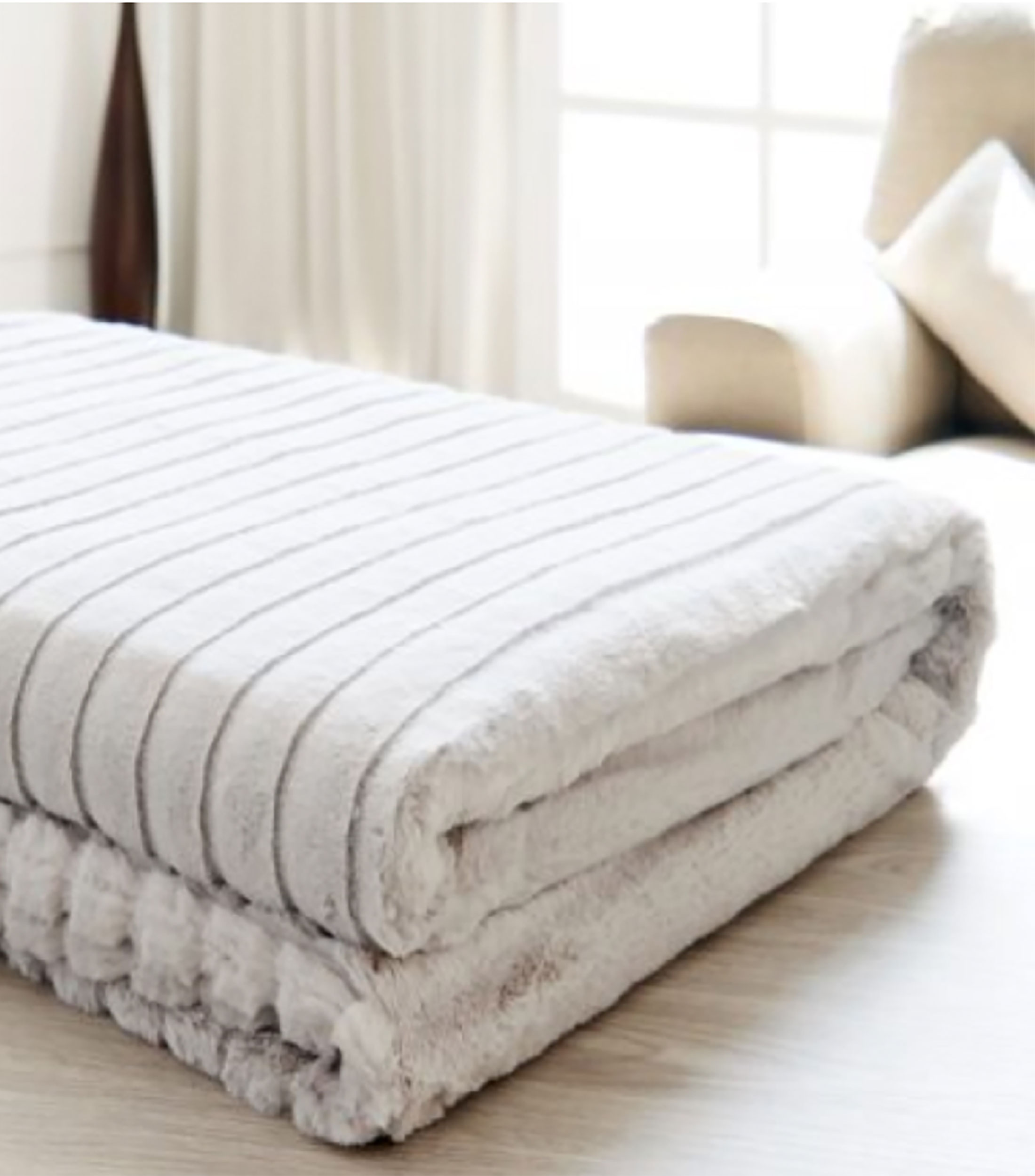FRAZADA STRIPE FUR PLATA