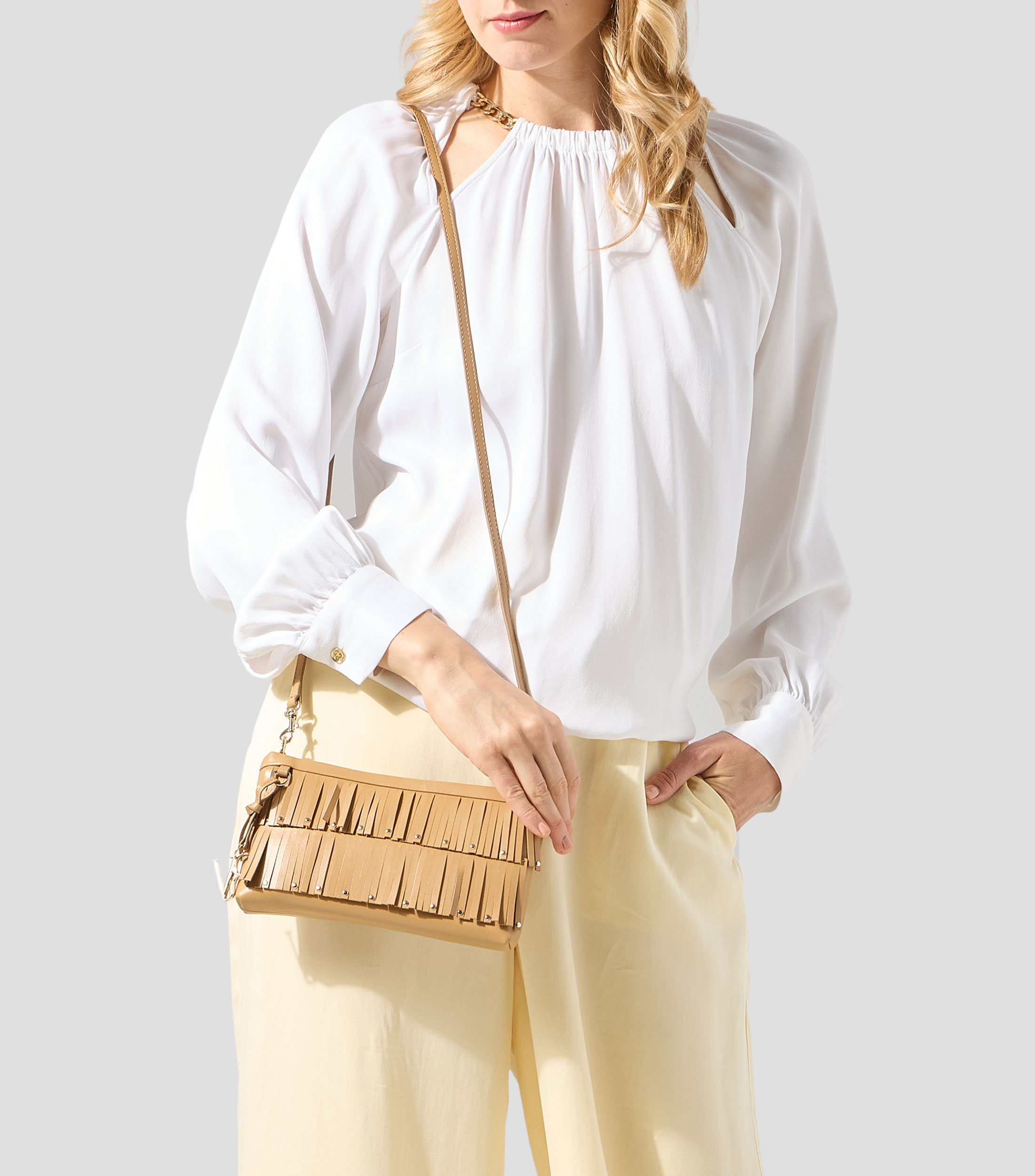 Bolsa crossbody café en piel Chloe fantasía Mujer