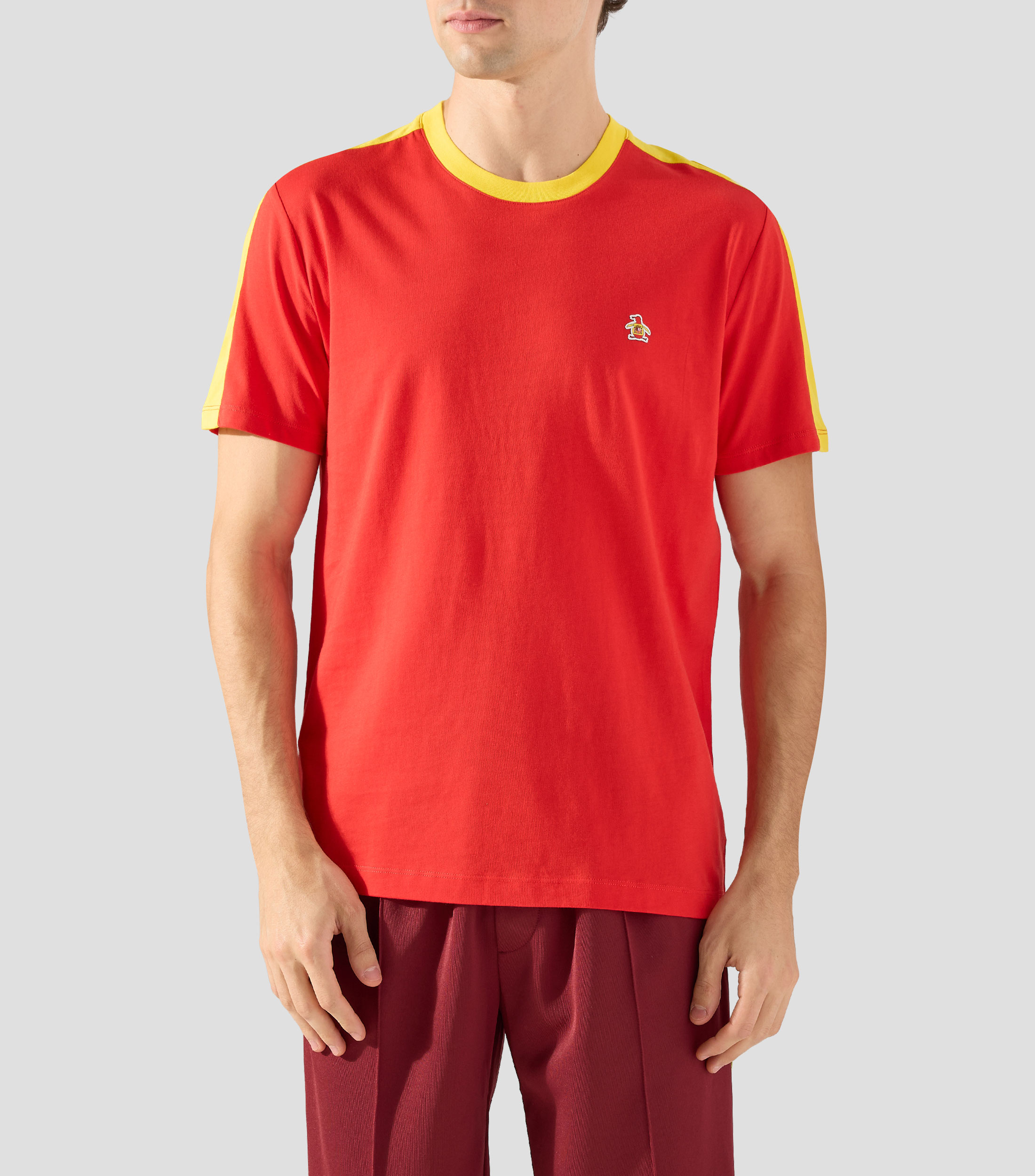 Playera de cuello redondo con manga corta lisa Hombre