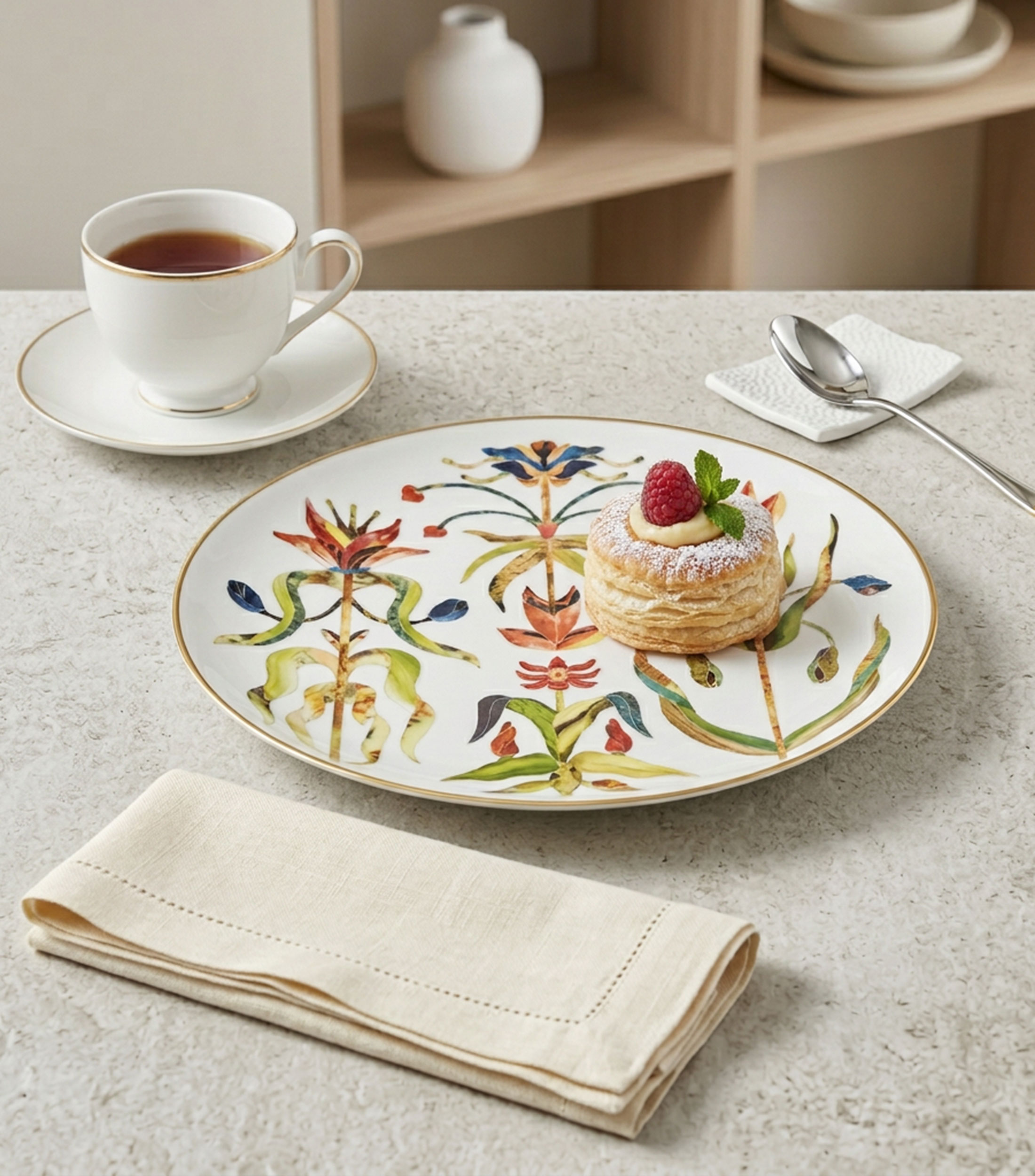 Plato para postre Grand Tour en porcelana