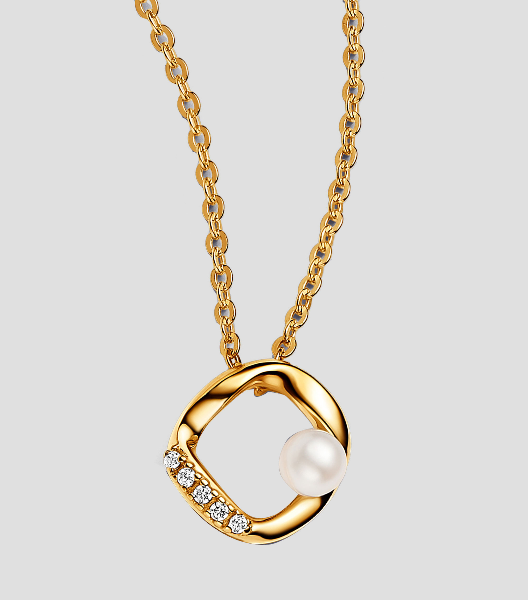Collar Círculo Forma Orgánica en Pavé y Perla Cultivada de Agua Dulce Mujer