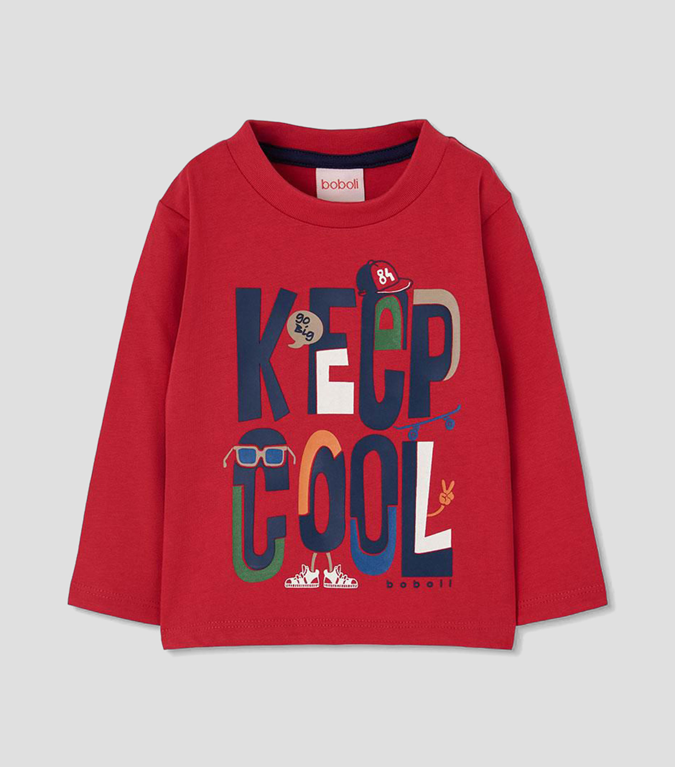 Playera cuello redondo manga larga con estampado Niños