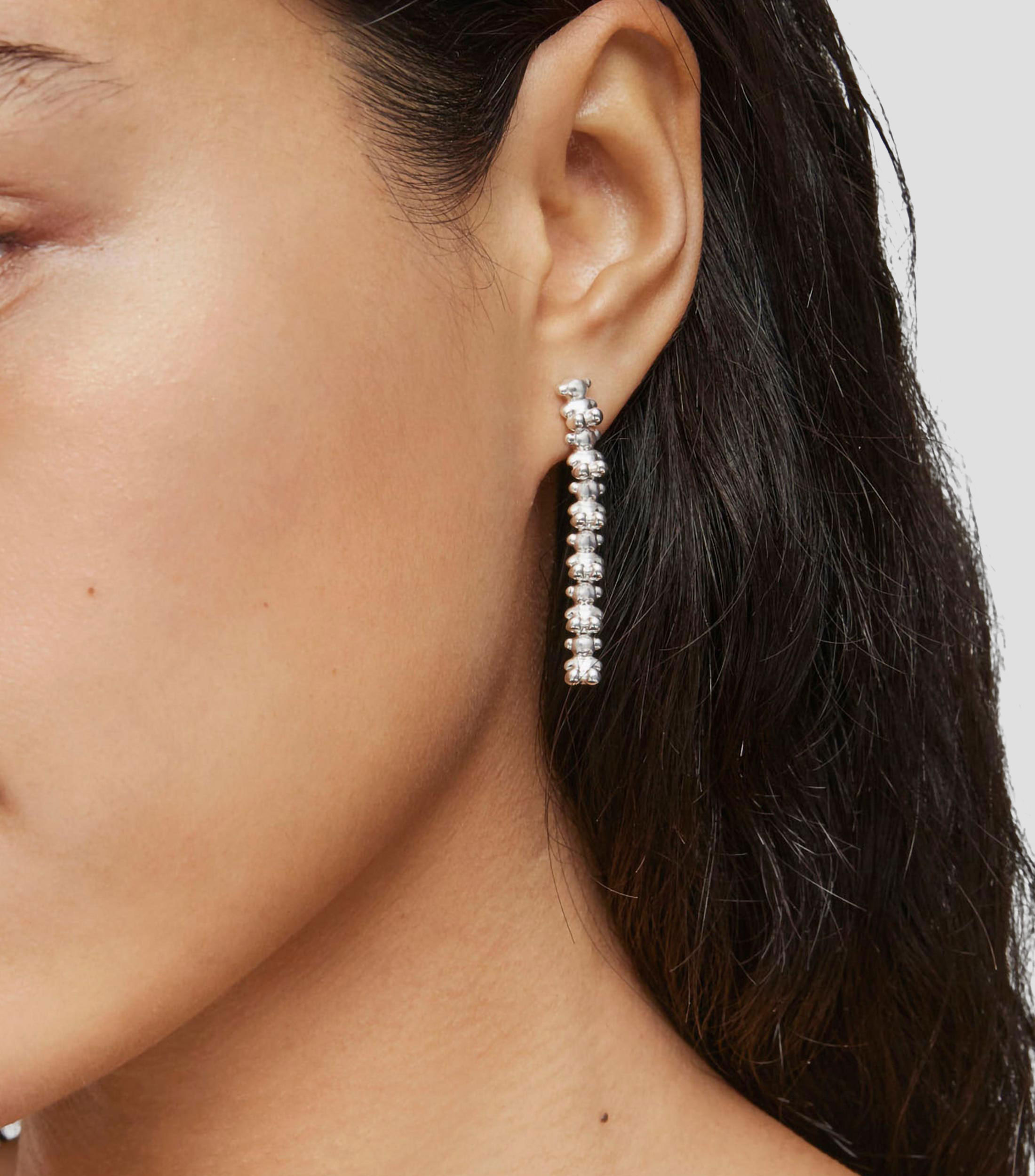 Aretes largos en plata con motivos oso Bold Bear Mujer