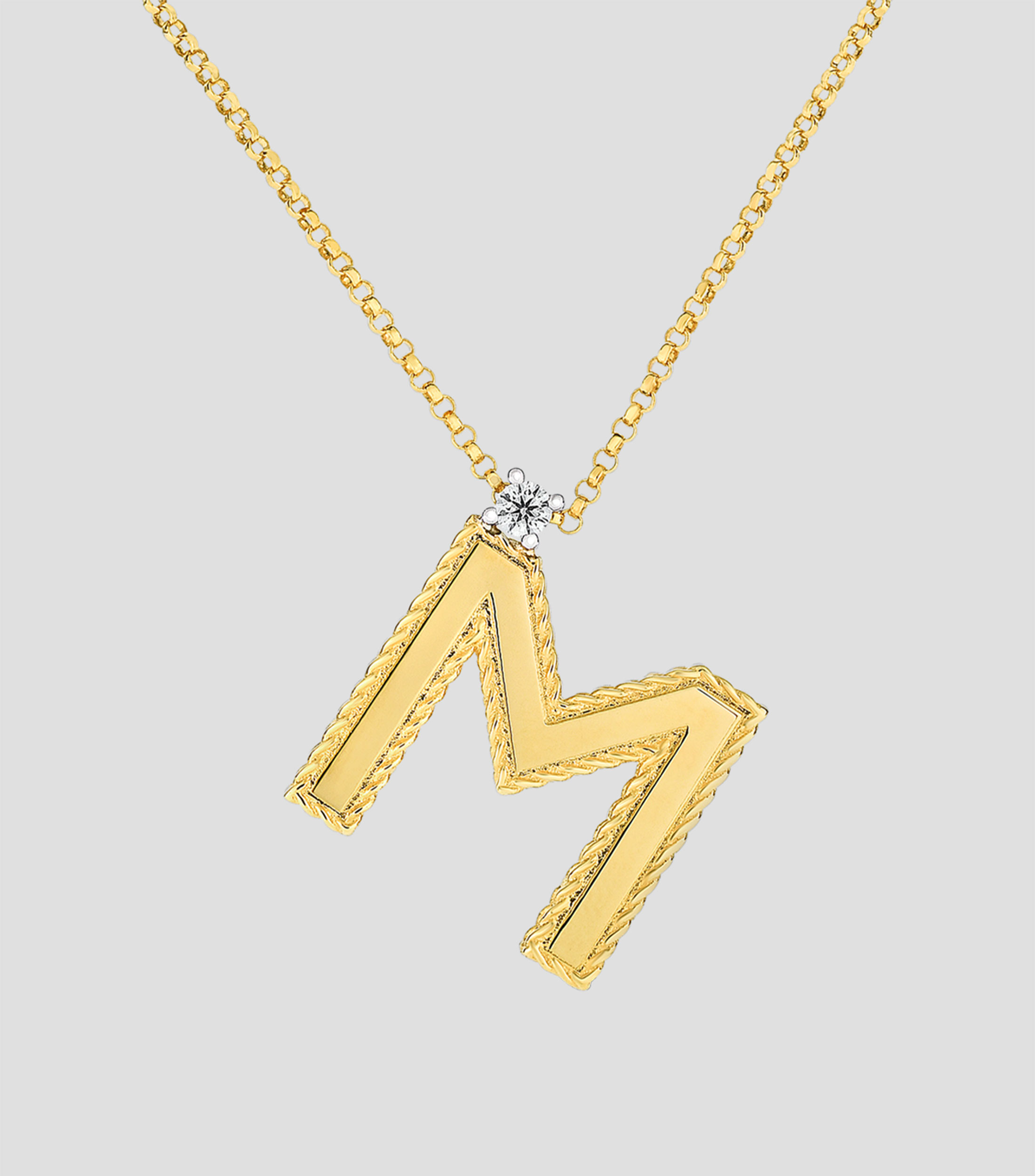 Collar letra M en oro amarillo de 18 kilates con diamantes Princess Love Letters Mujer