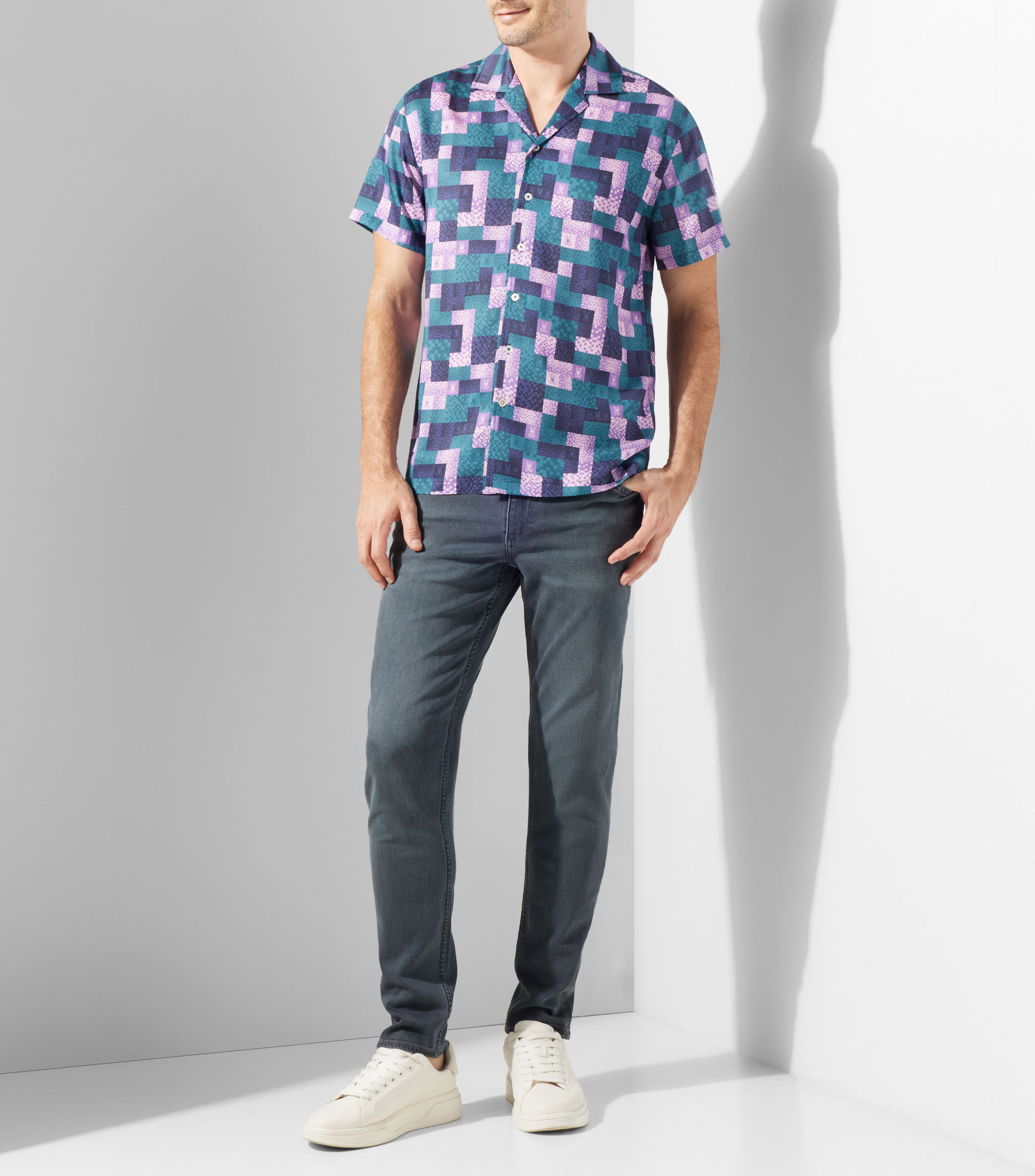 Camisa estampada manga corta Hombre