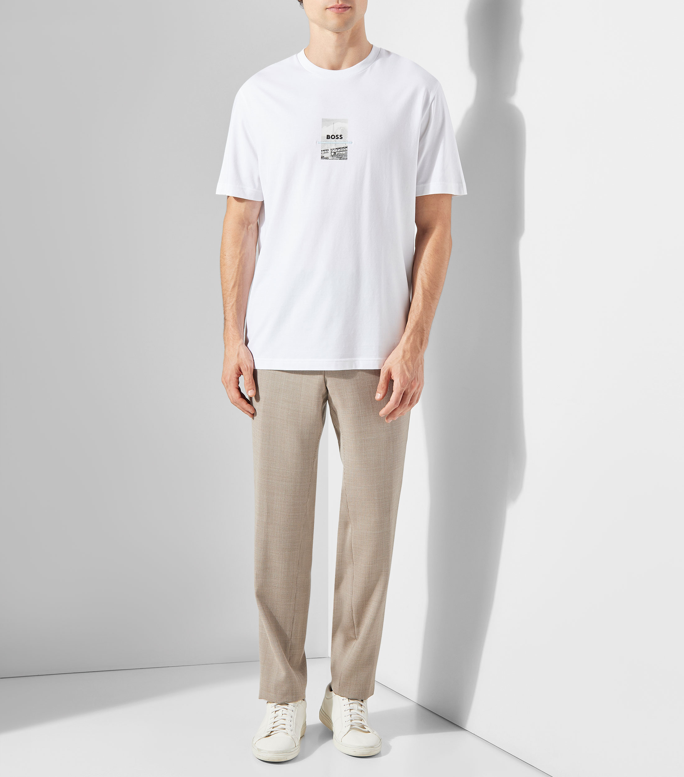 Playera relaxed fit de algodón elástico con estampado fotográfico Hombre
