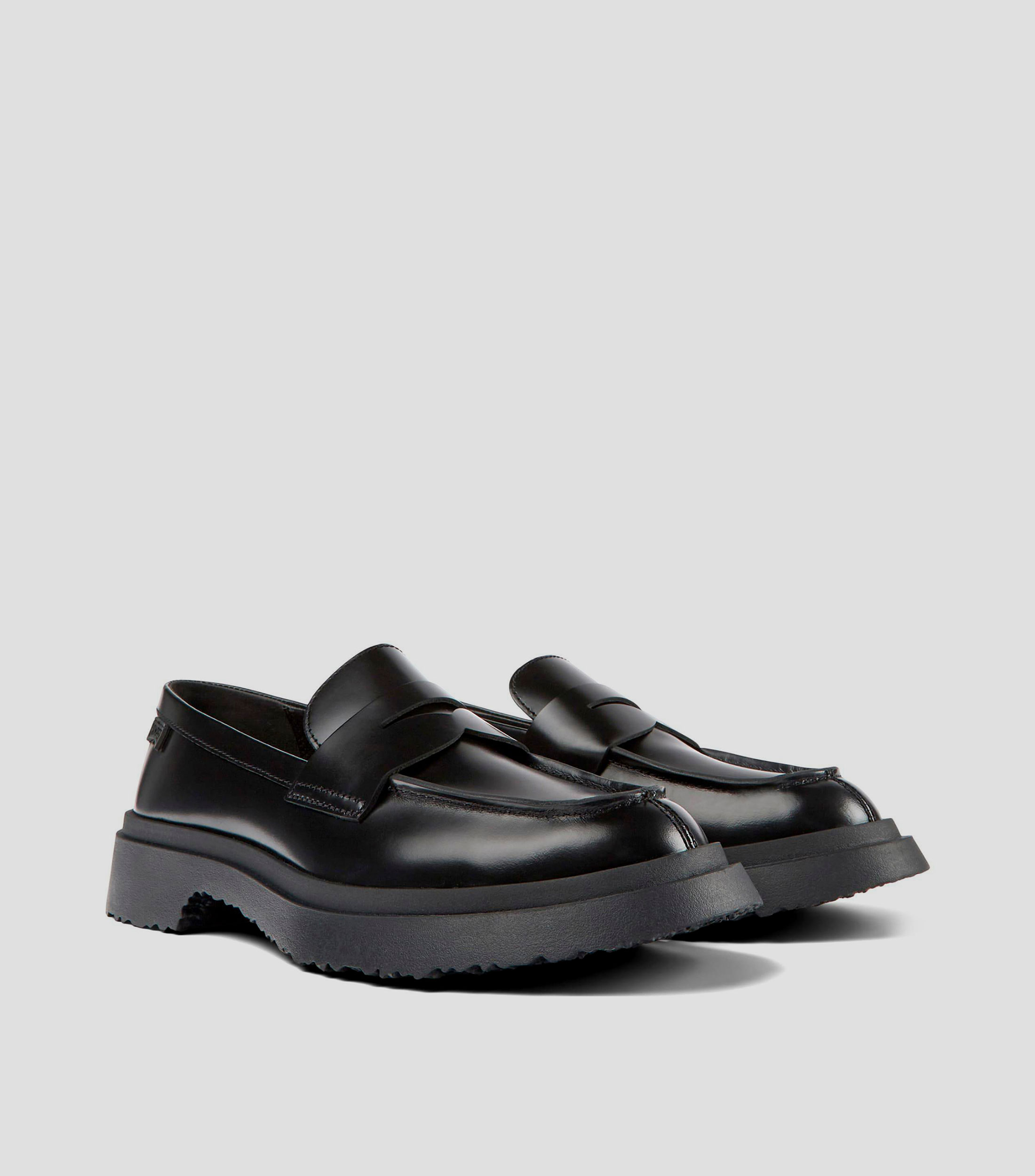 Mocasines tacón bajo ancho en piel lisos Mujer