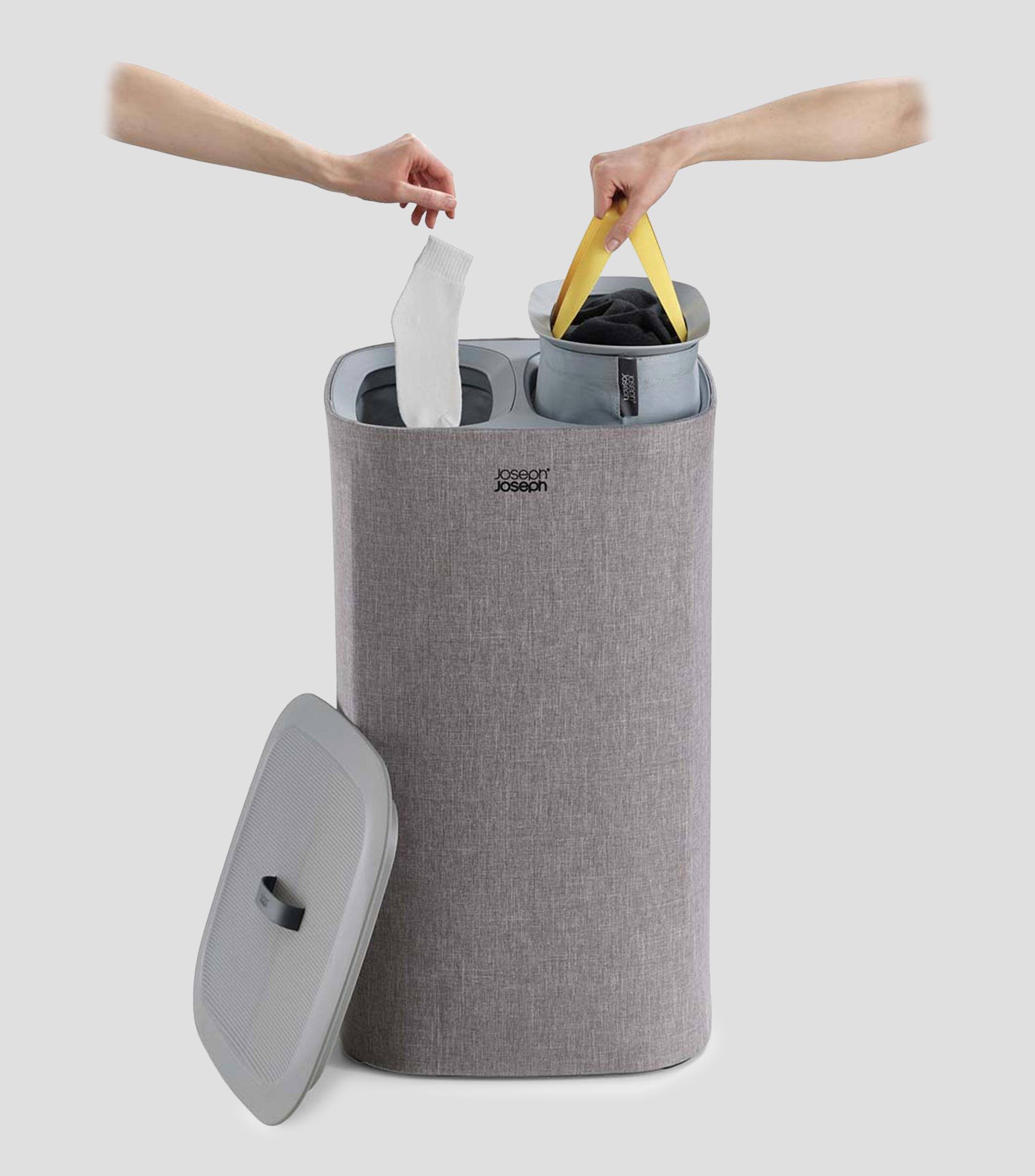 Cesto para Ropa Sucia con Separador, Gris