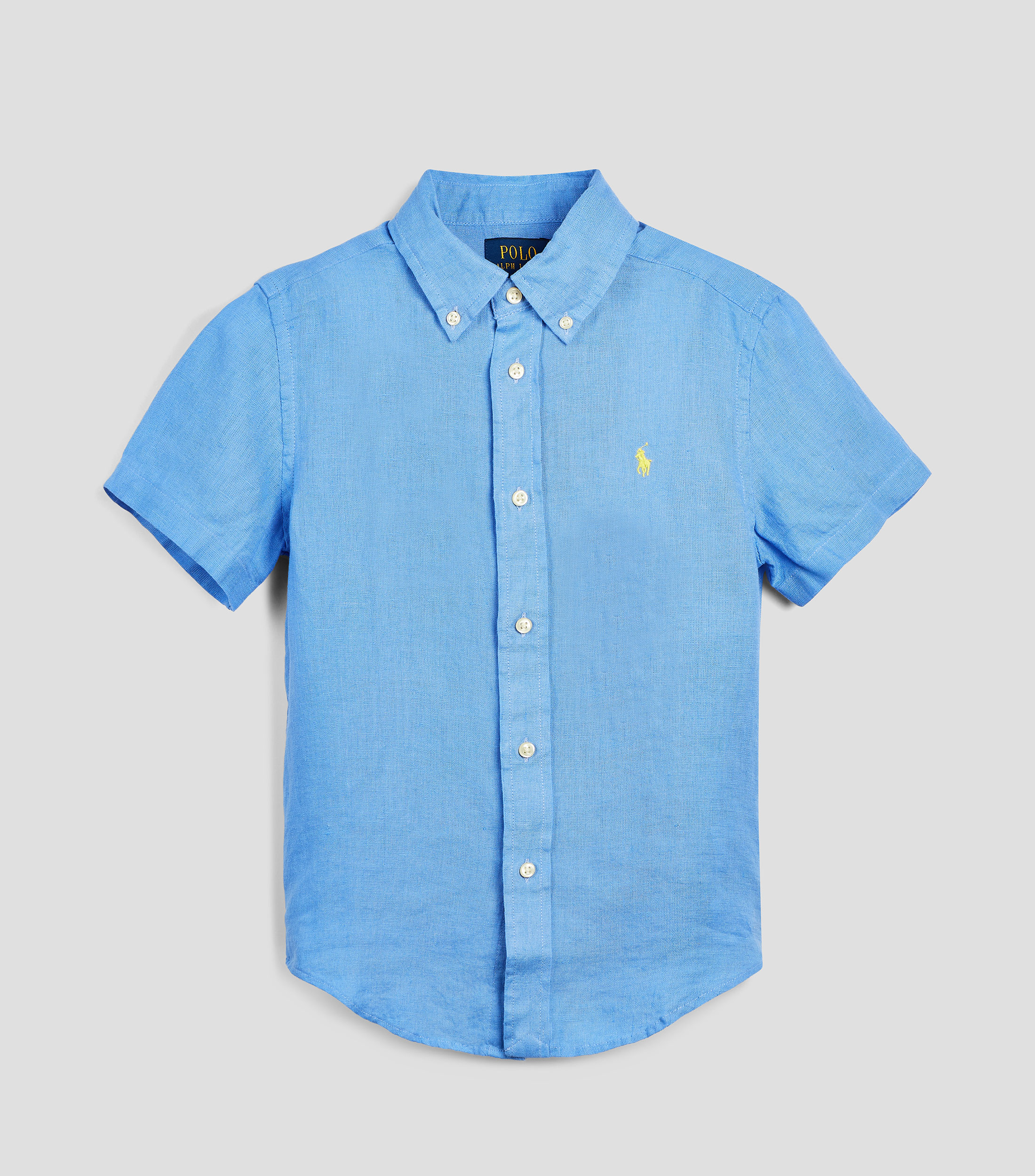 Camisa lisa de lino manga corta Niño