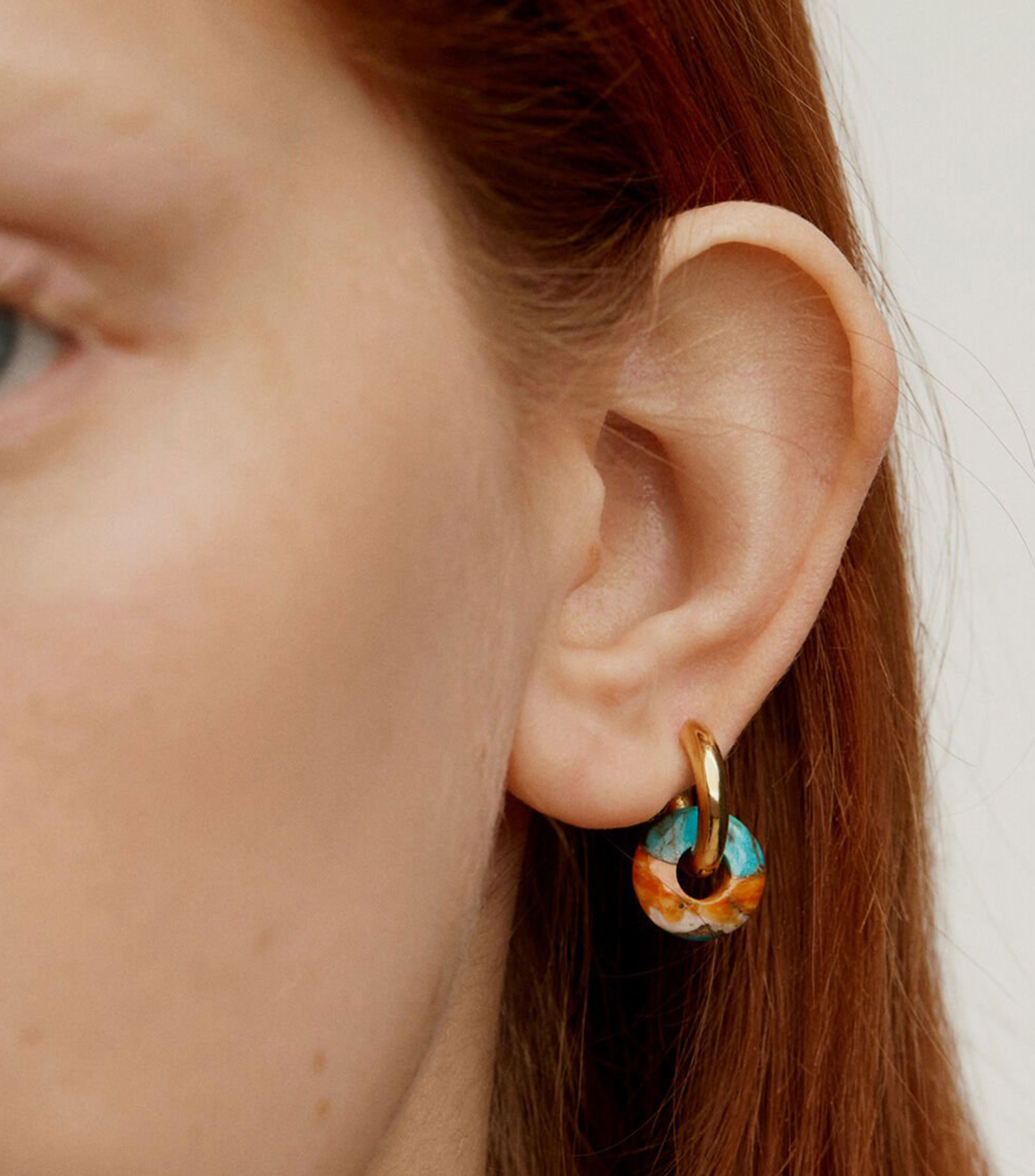 Pendientes en plata en forma de aro con turquesa Donkie Mujer