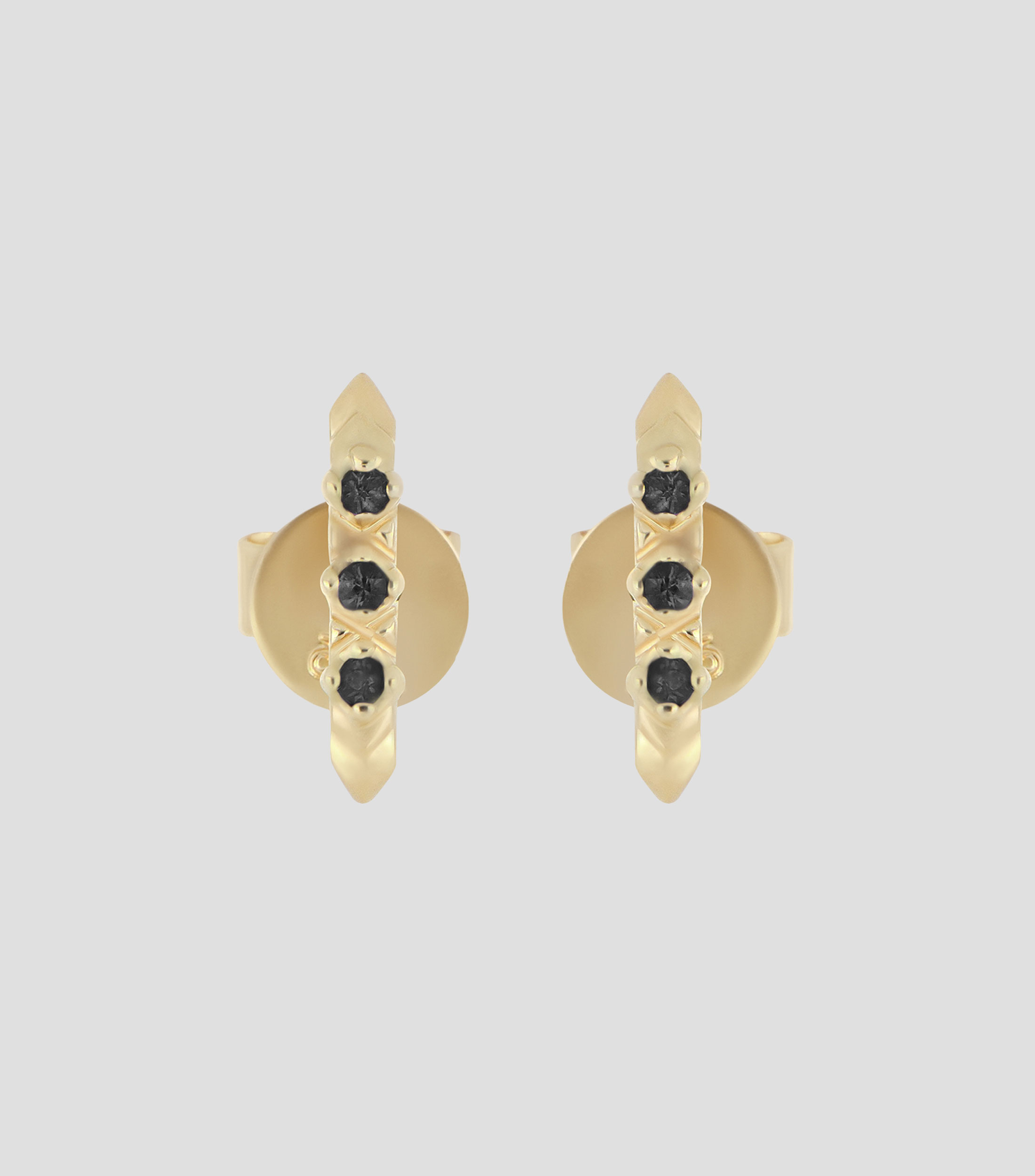 Broqueles en oro amarillo de 18 kilates con diamante negro Mujer