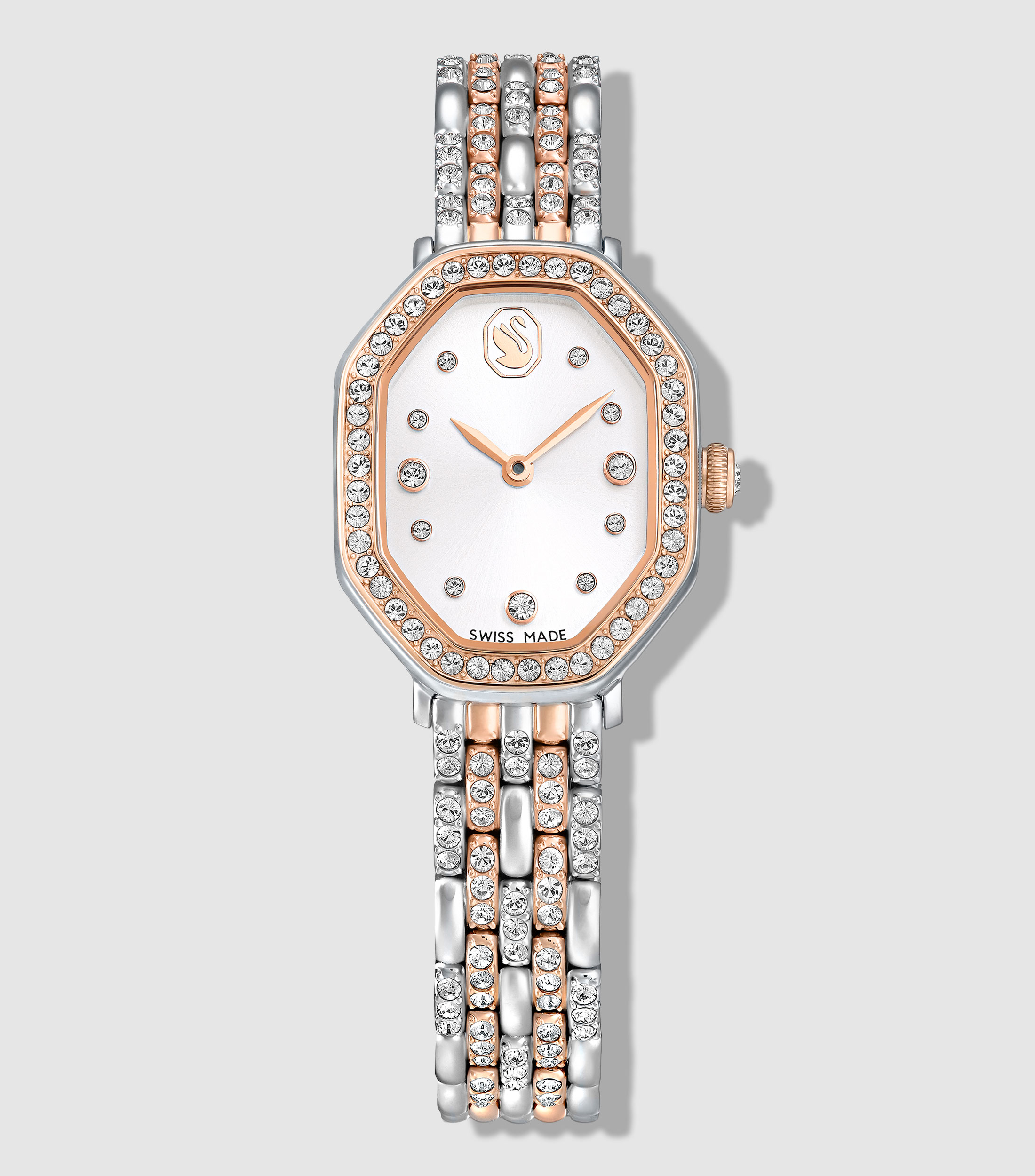 Reloj para Mujer Dextera Octagon casual plateado, tono oro rosa