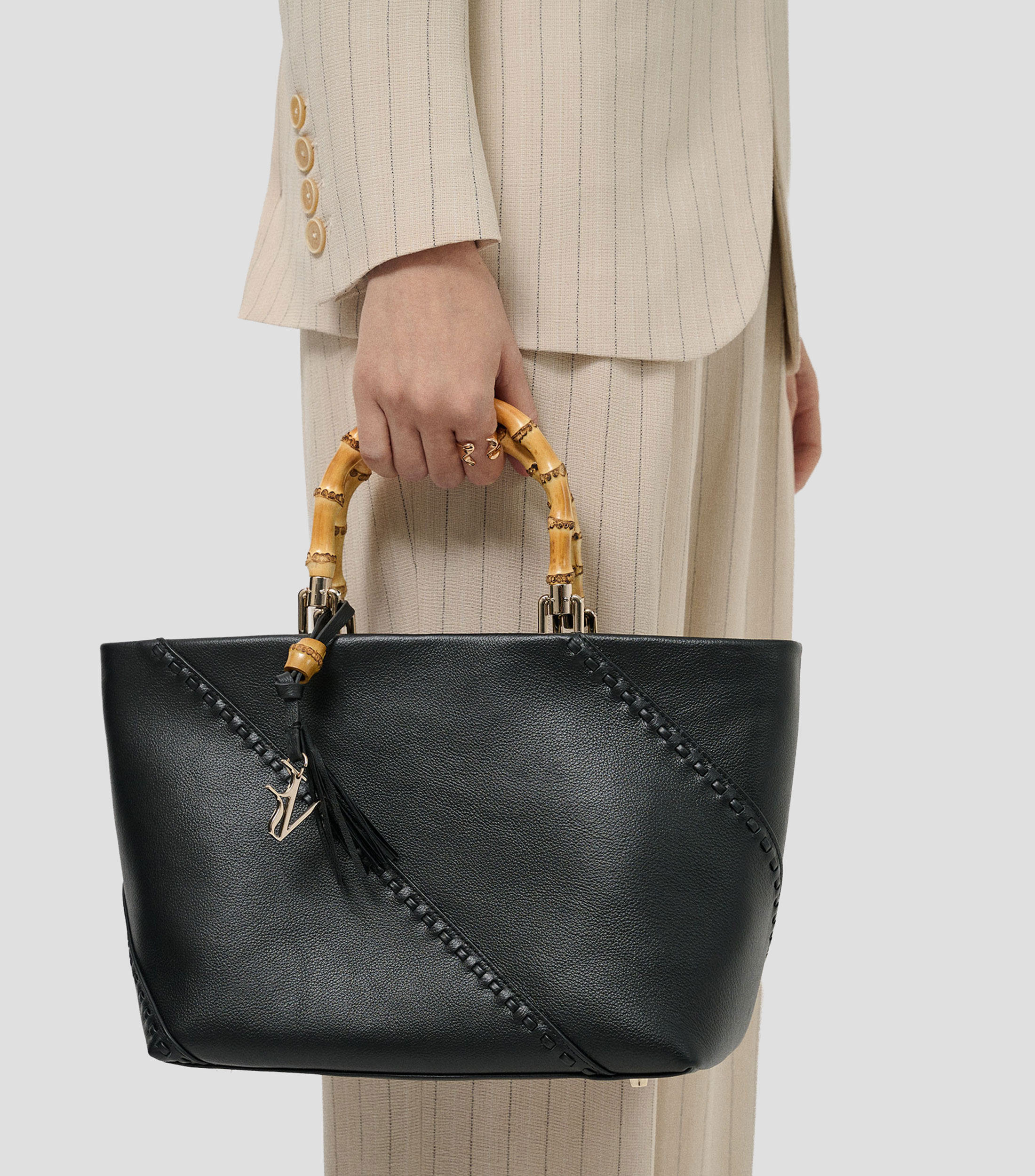 Bolsa satchel negro en piel Clara lisa Mujer