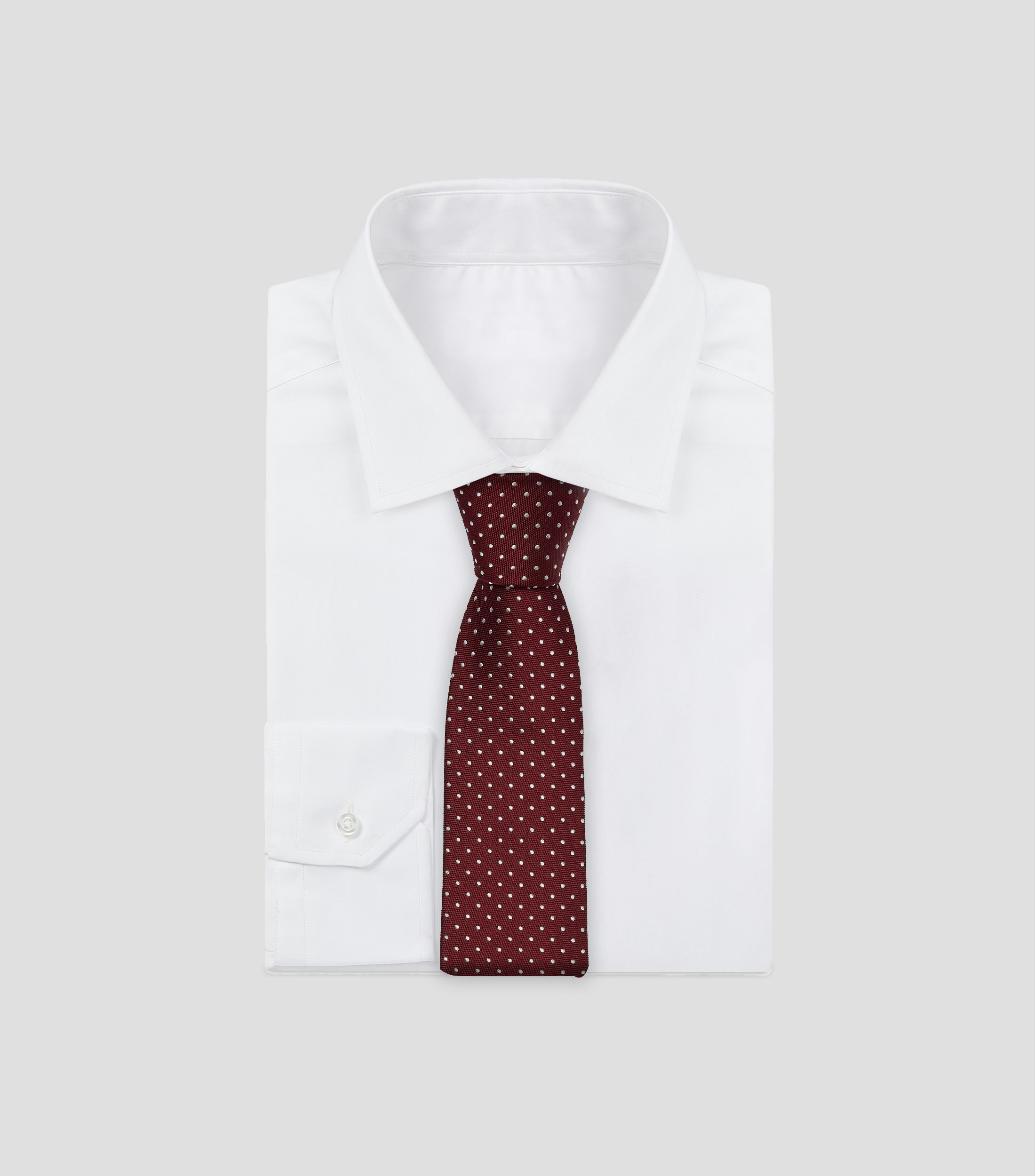 Corbata ancha en seda vino con polkadots Brera