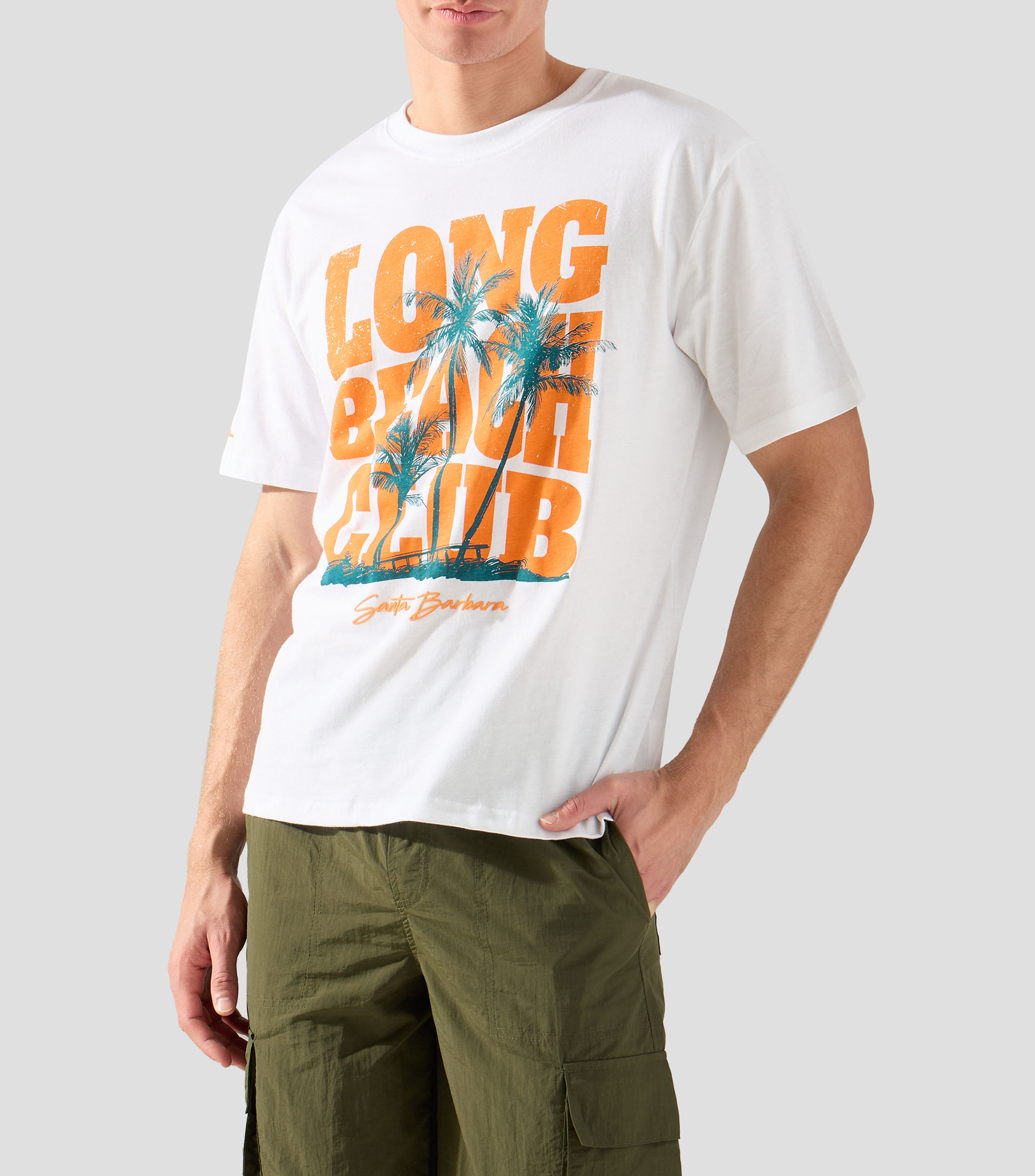 Playera de cuello redondo con manga corta estampada Hombre
