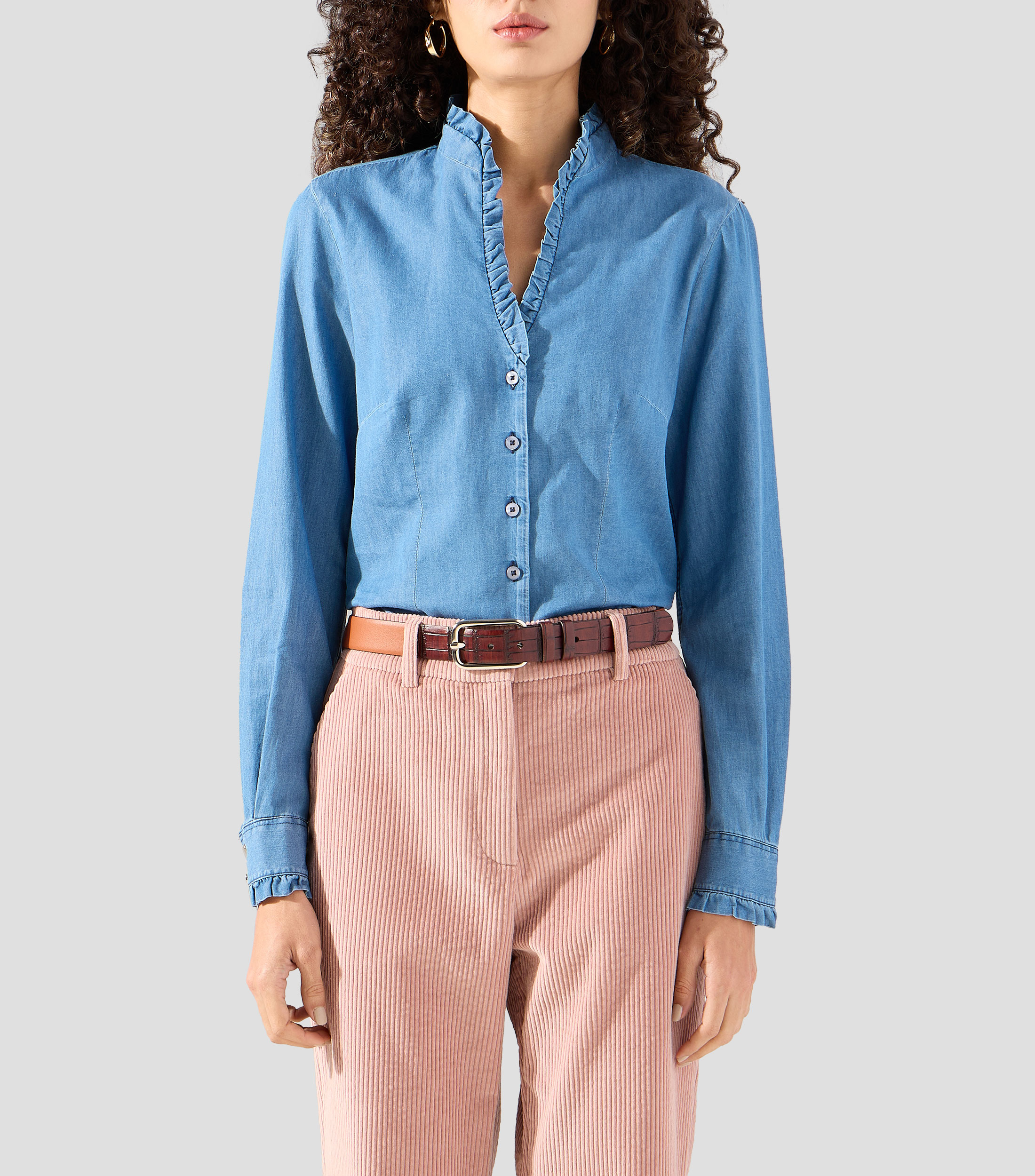 Camisa lisa manga larga Mujer