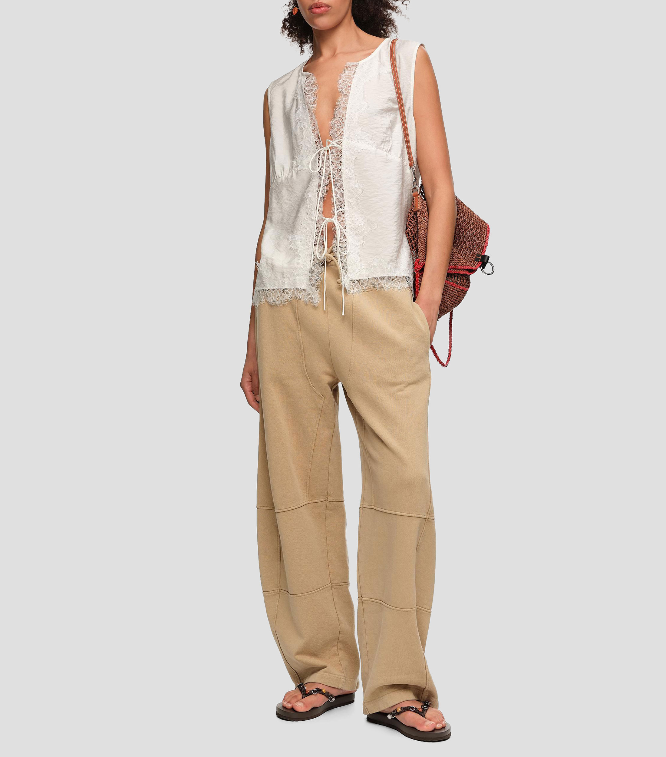 Blusa sisa encajes y cordones Mujer