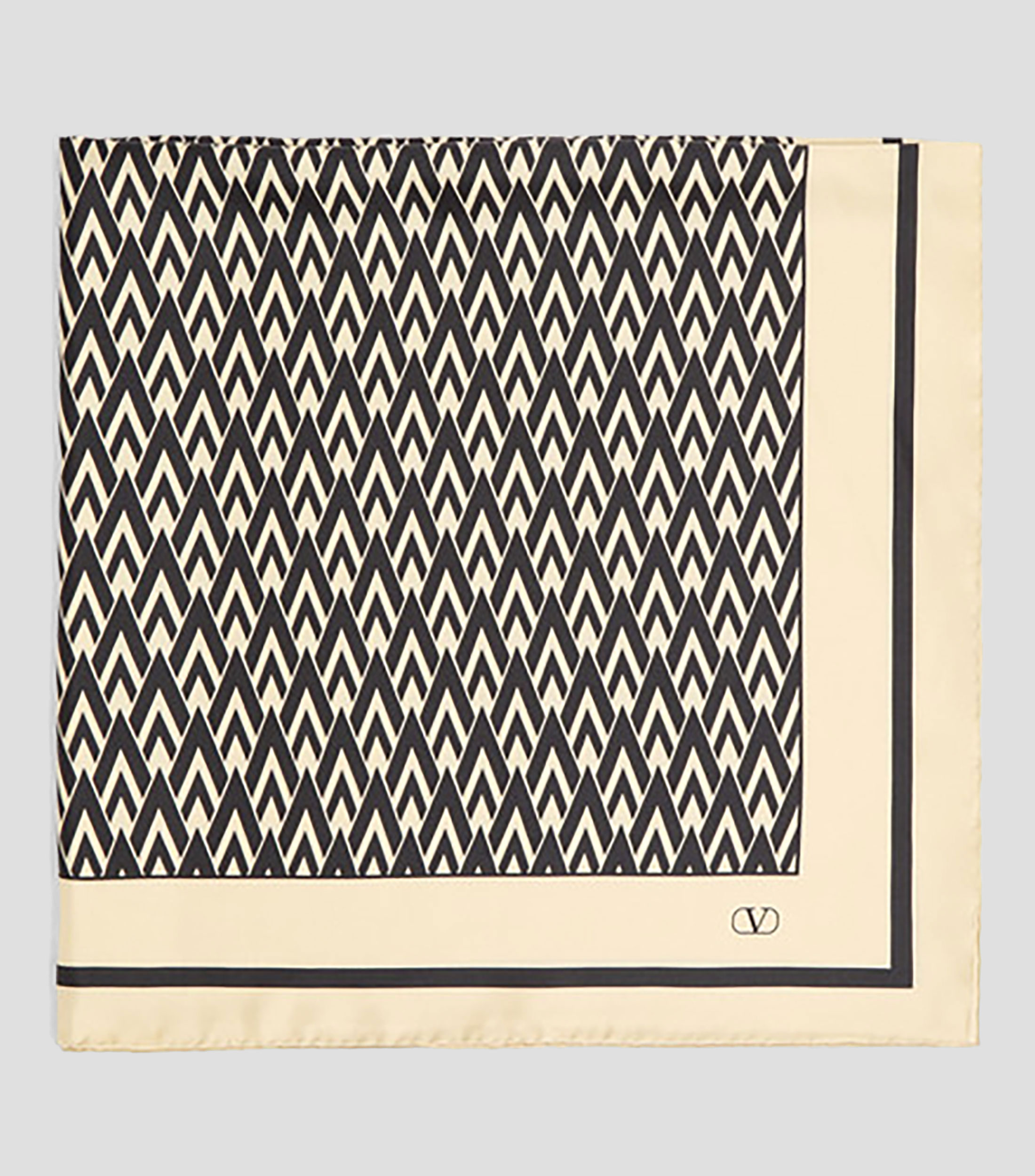Foulard En Soie Valentino Avec Monogramme - Foulard Carré Multicolore - Fabriqué En Italie - Occasion