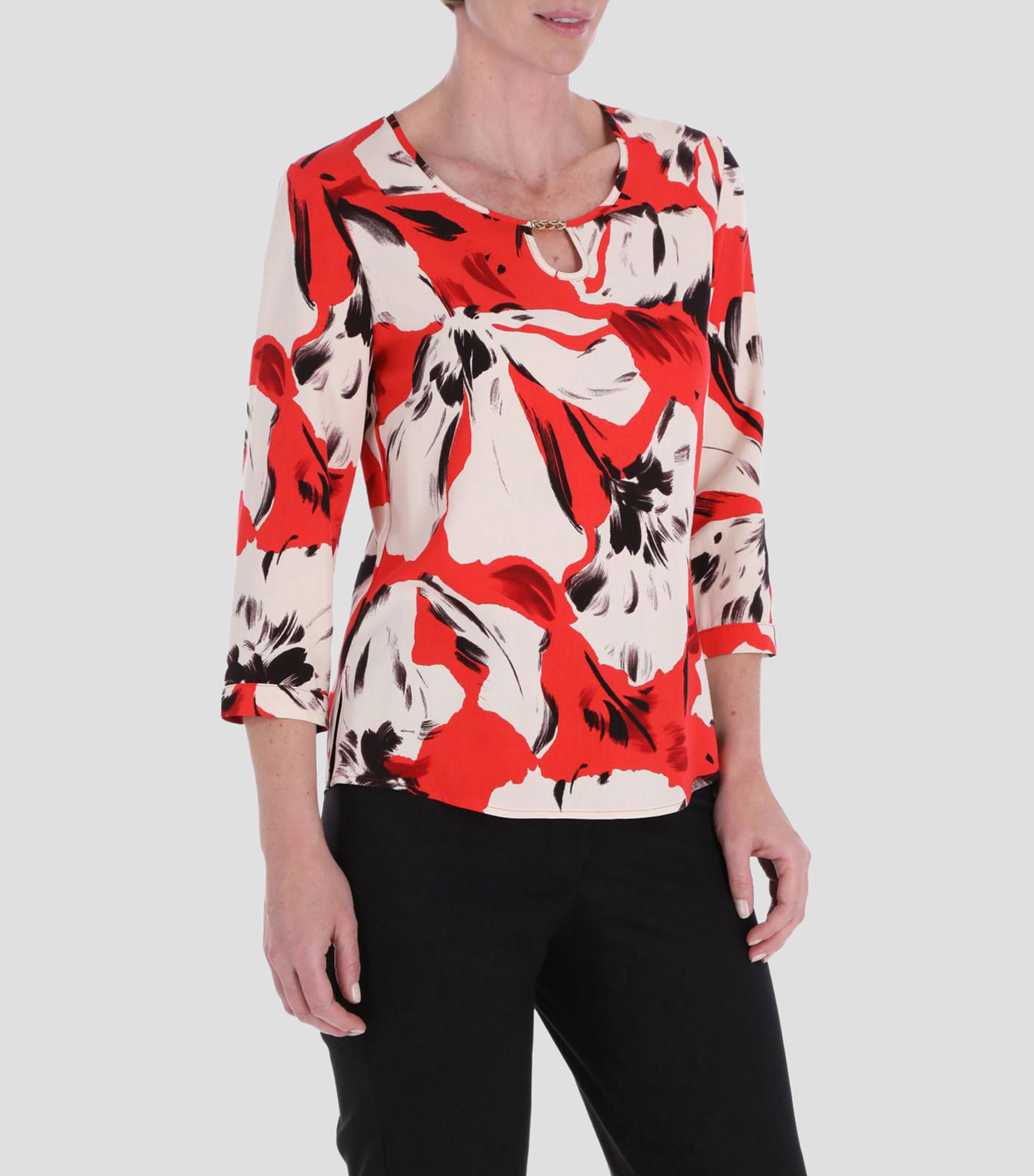 Blusa estampada manga 3/4 Línea Petite Mujer