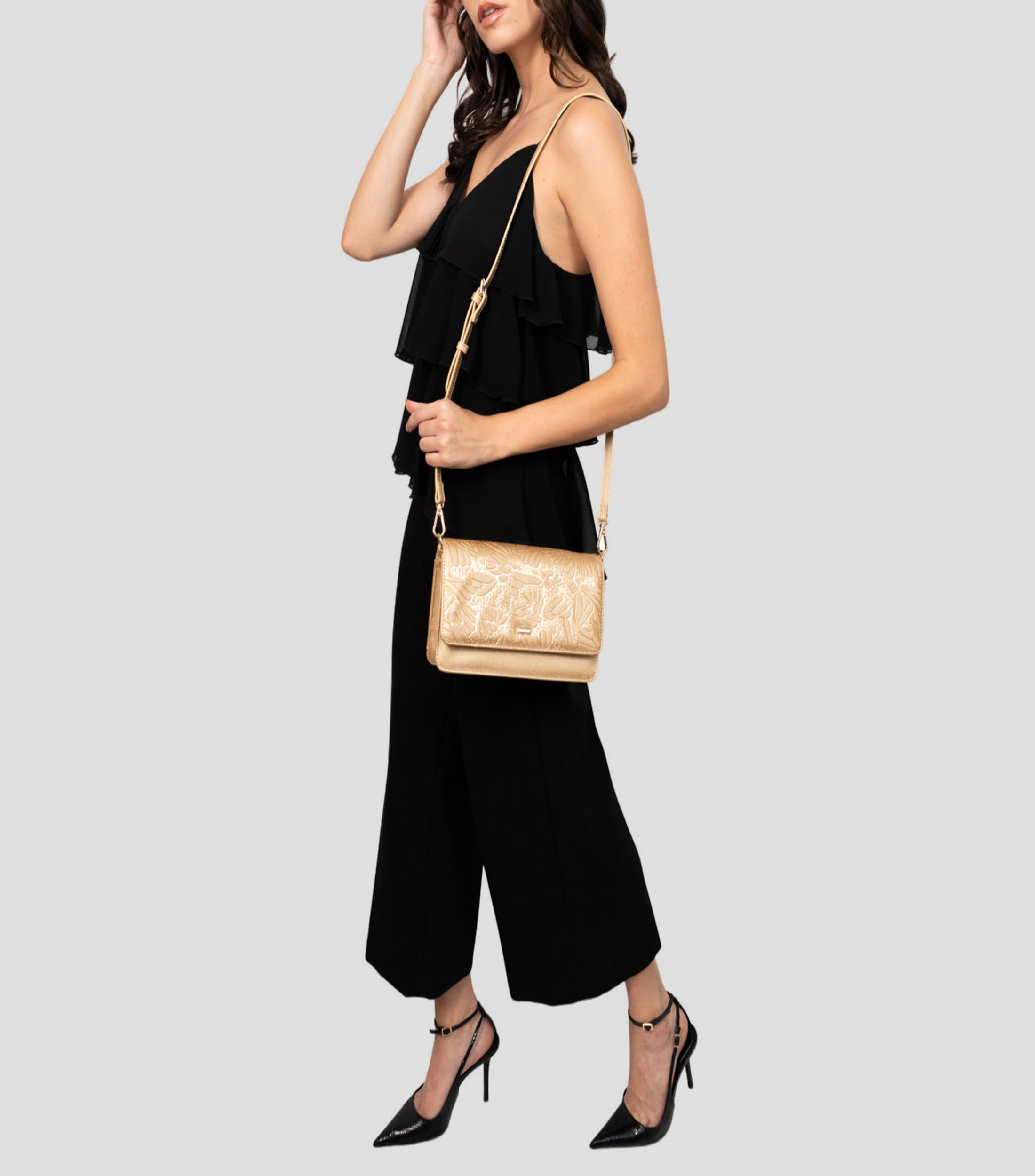 Bolso crossbody dorado Kalan con mariposas Mujer