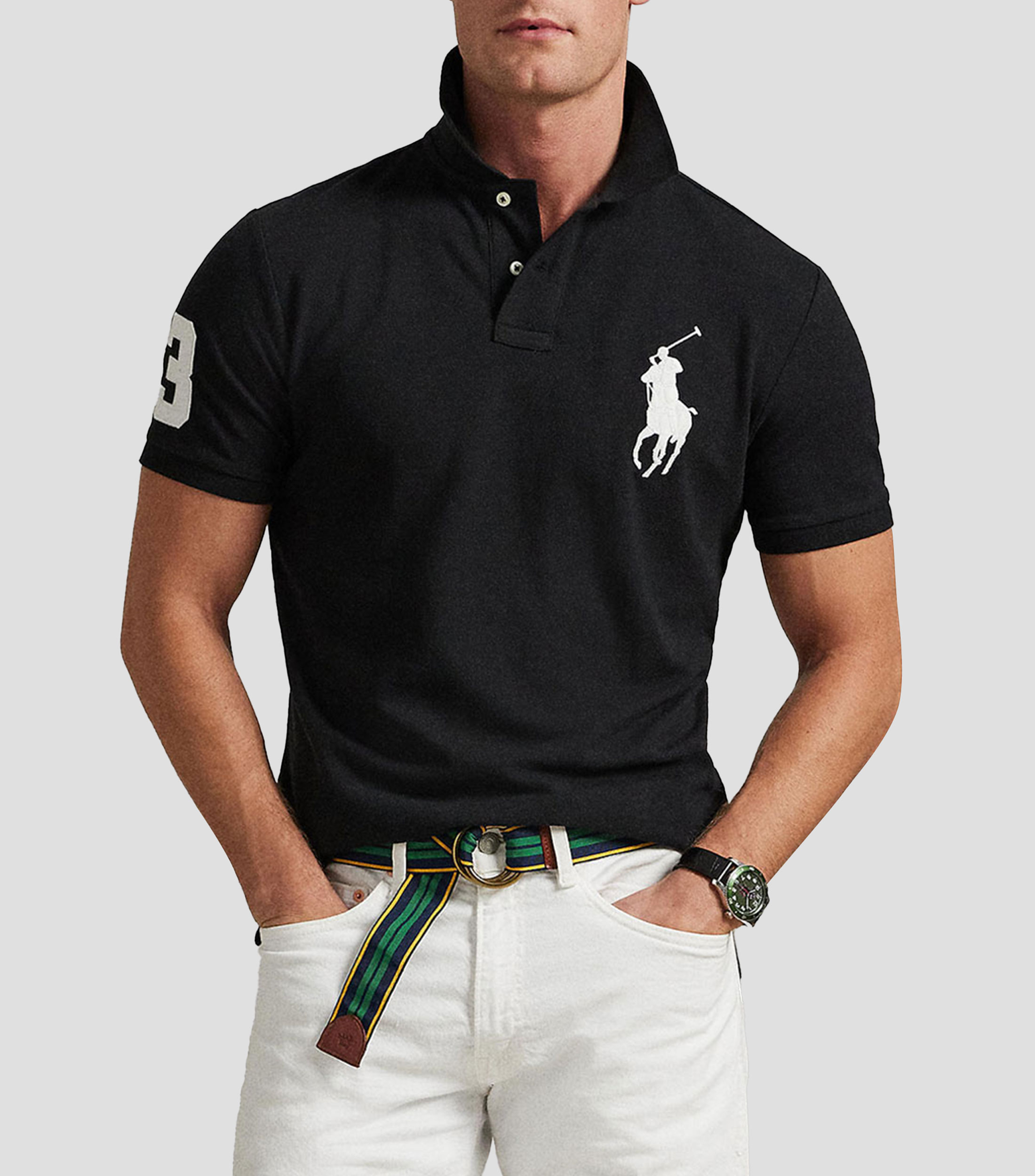 Playera tipo polo manga corta diseño sólido Hombre