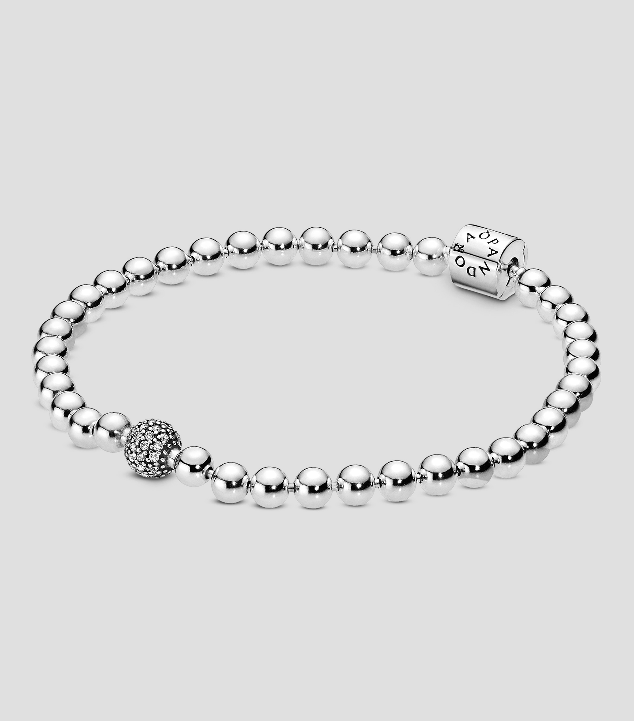 Brazalete en plata Beads & Pavé Mujer Talla 21 cm