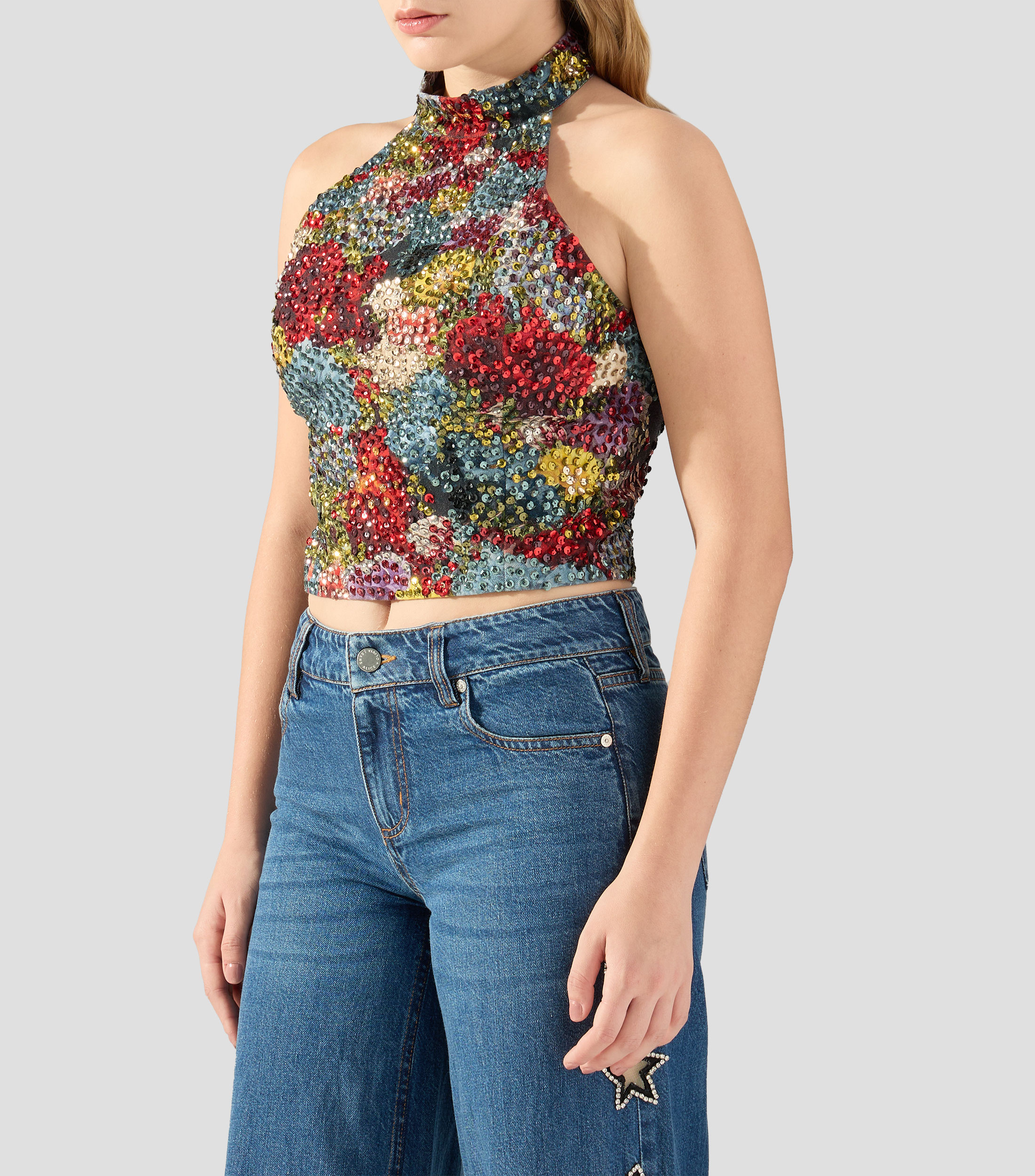 Blusa estampada sin mangas Mujer