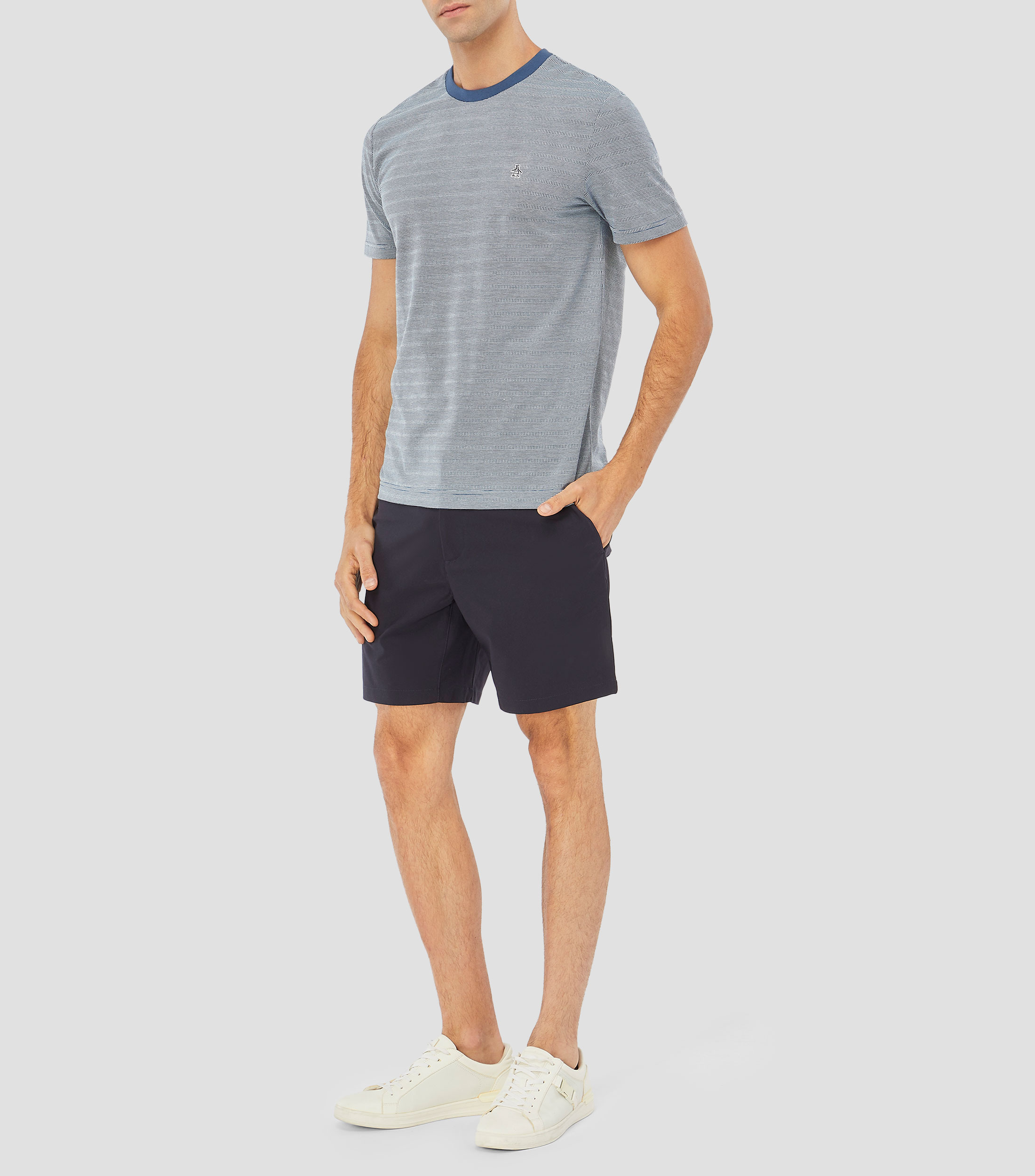 Playera cuello redondo manga corta a rayas Hombre