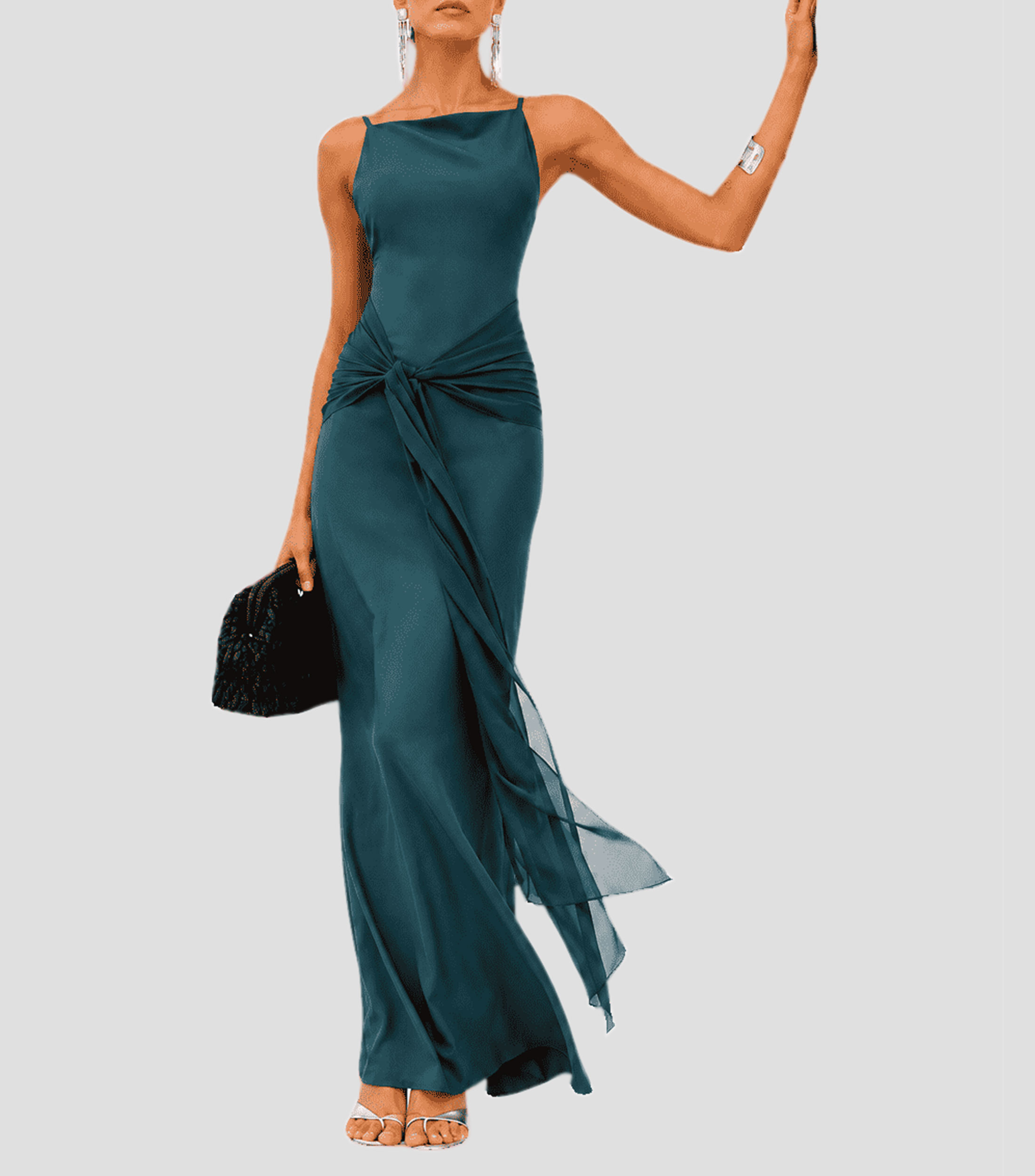Vestido de fiesta largo liso Mujer