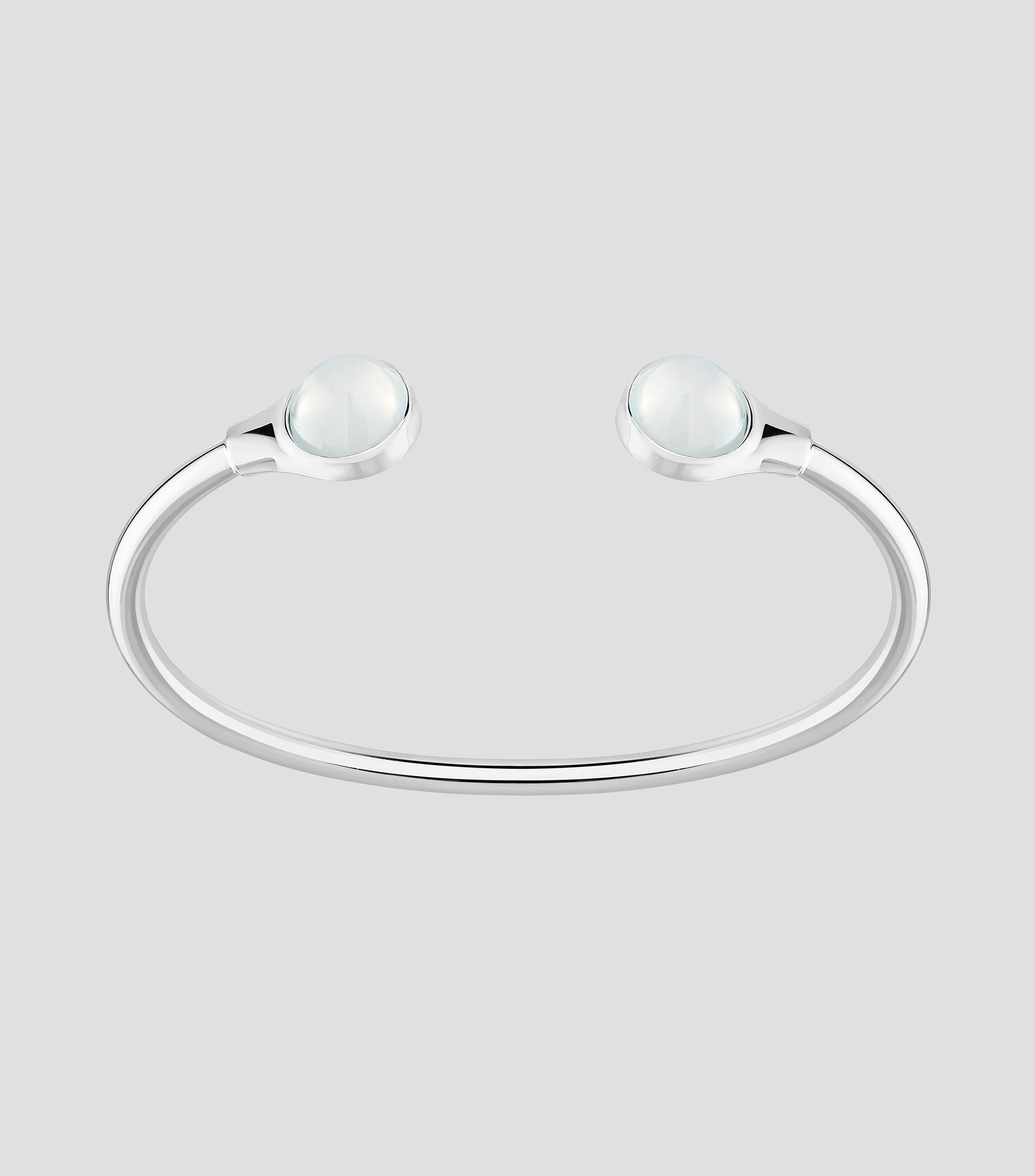 Brazalete abierto en plata con cristal Cabochon Mujer
