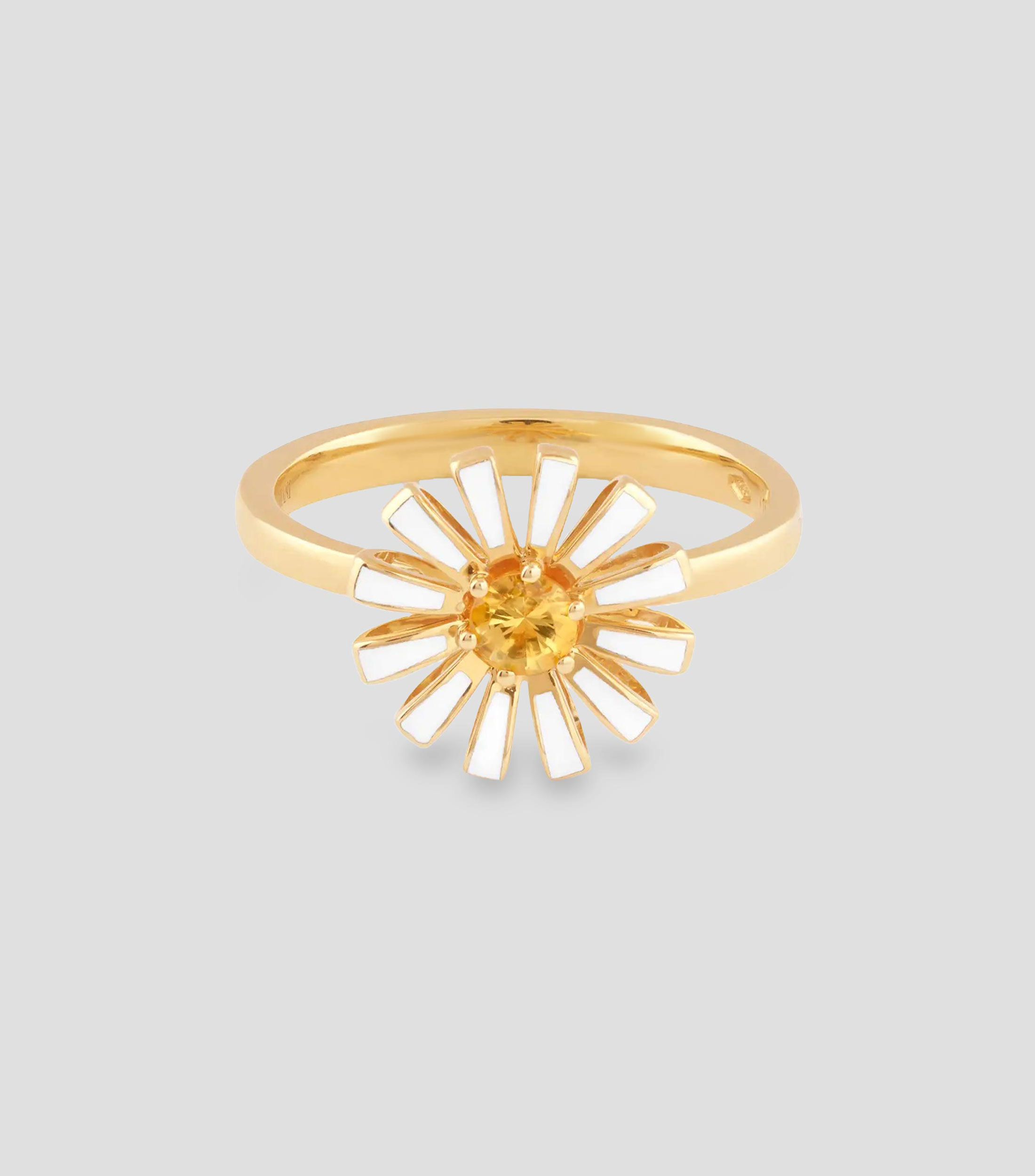 Anillo en oro amarillo de 18 kilates Margherita con cerámica y cuarzo Mujer