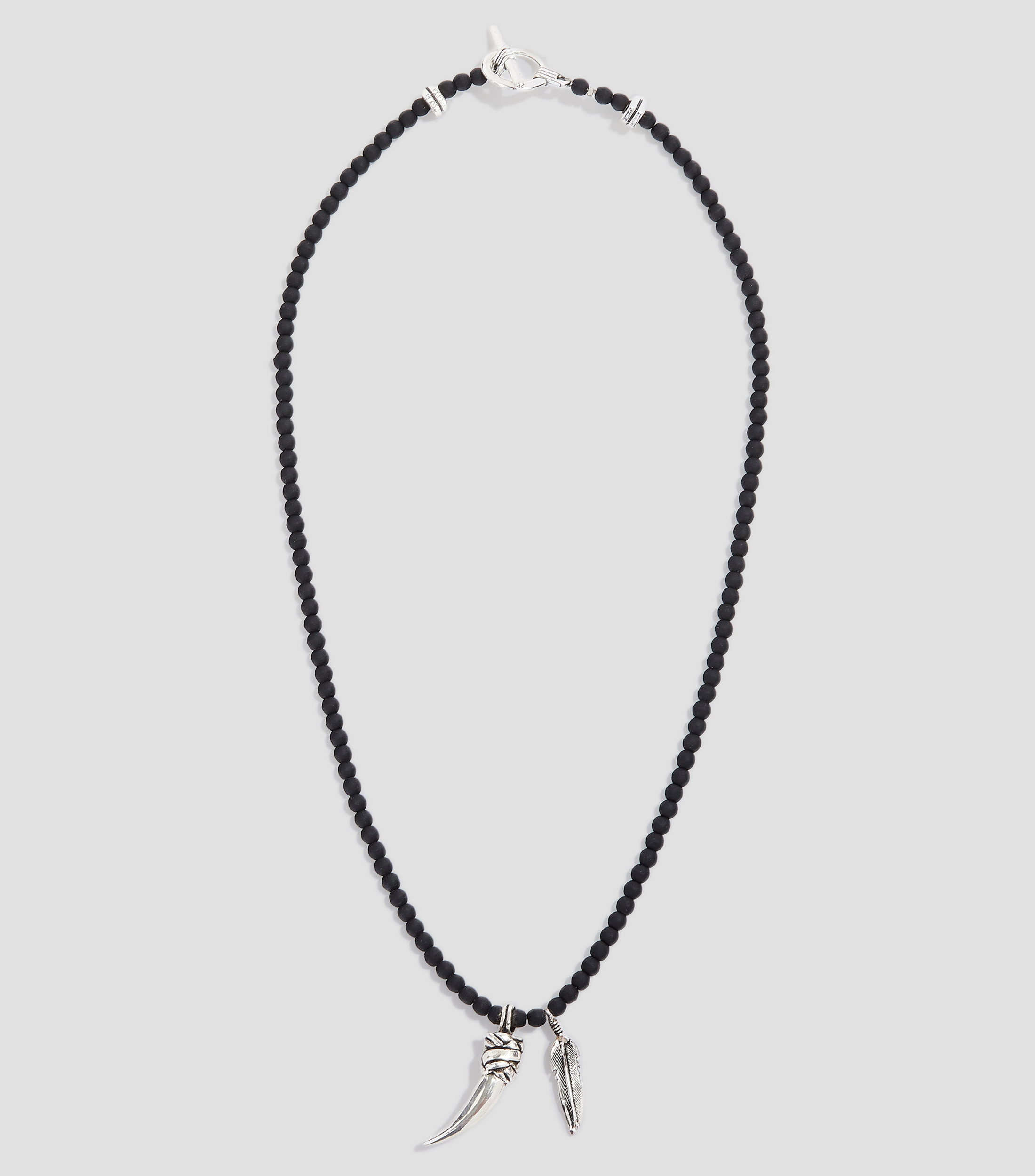Collar con colmillo y pluma Hombre