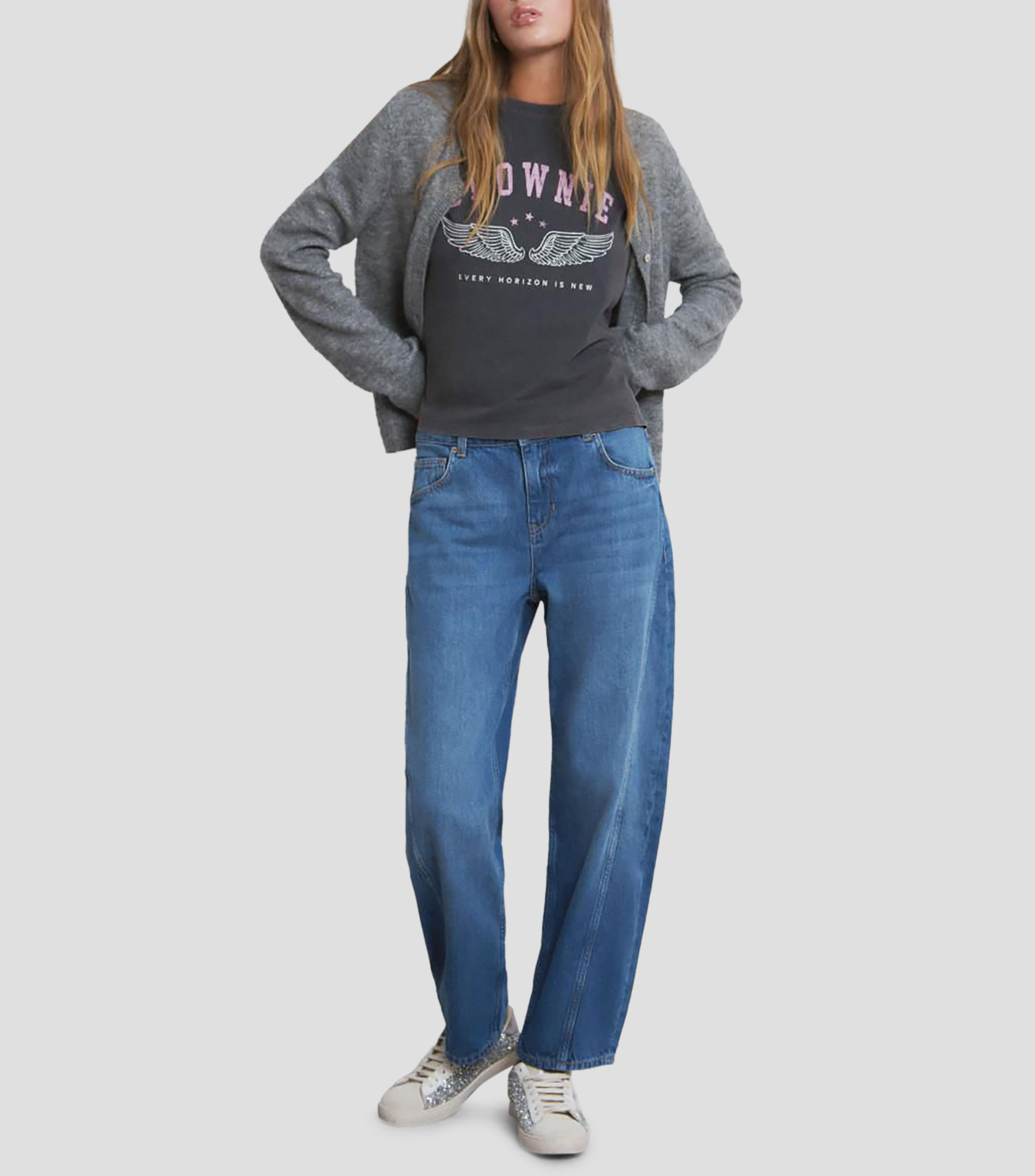 Playera cuello redondo manga corta estampada Mujer