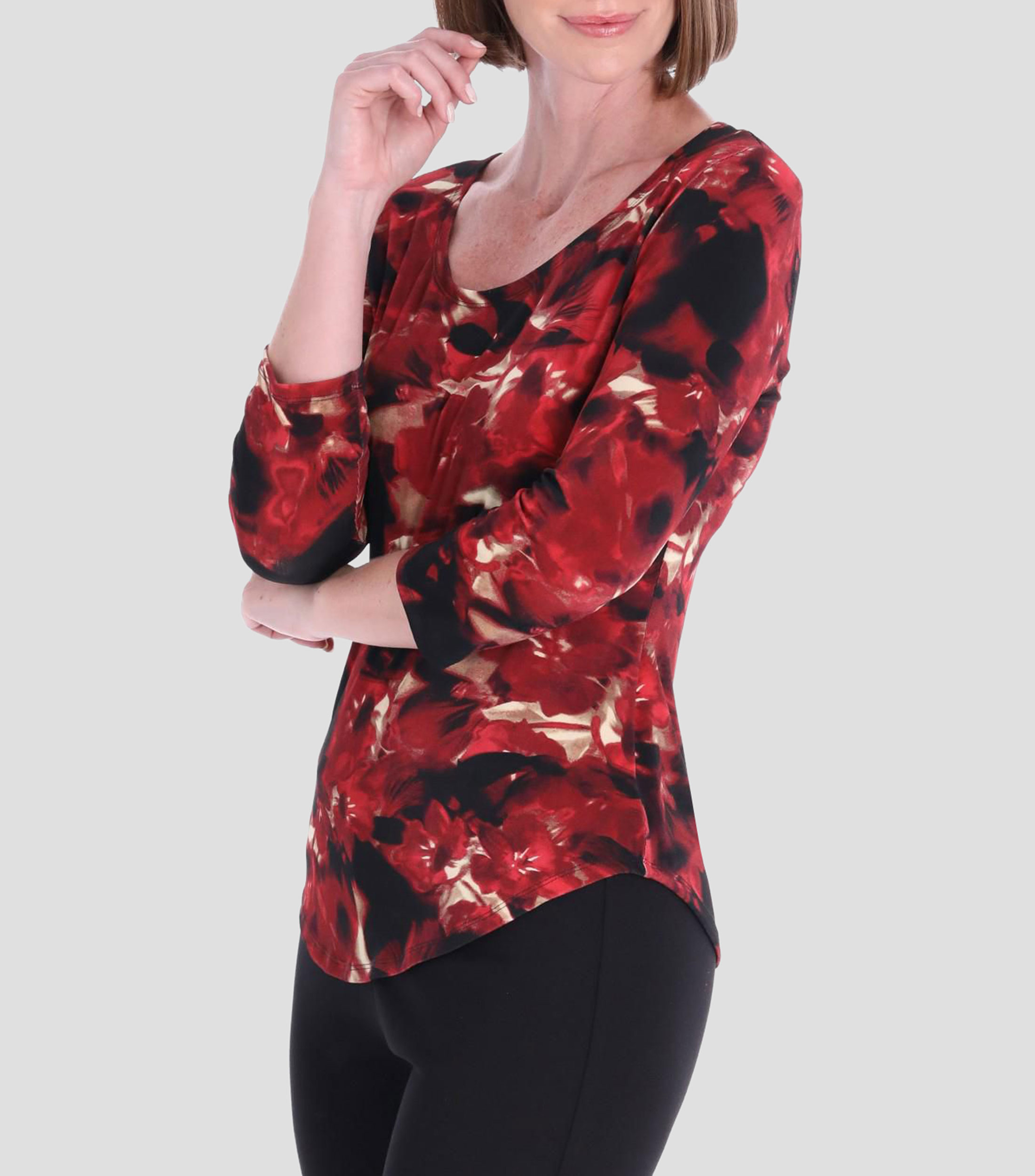 Blusa con estampado manga 3/4 Mujer