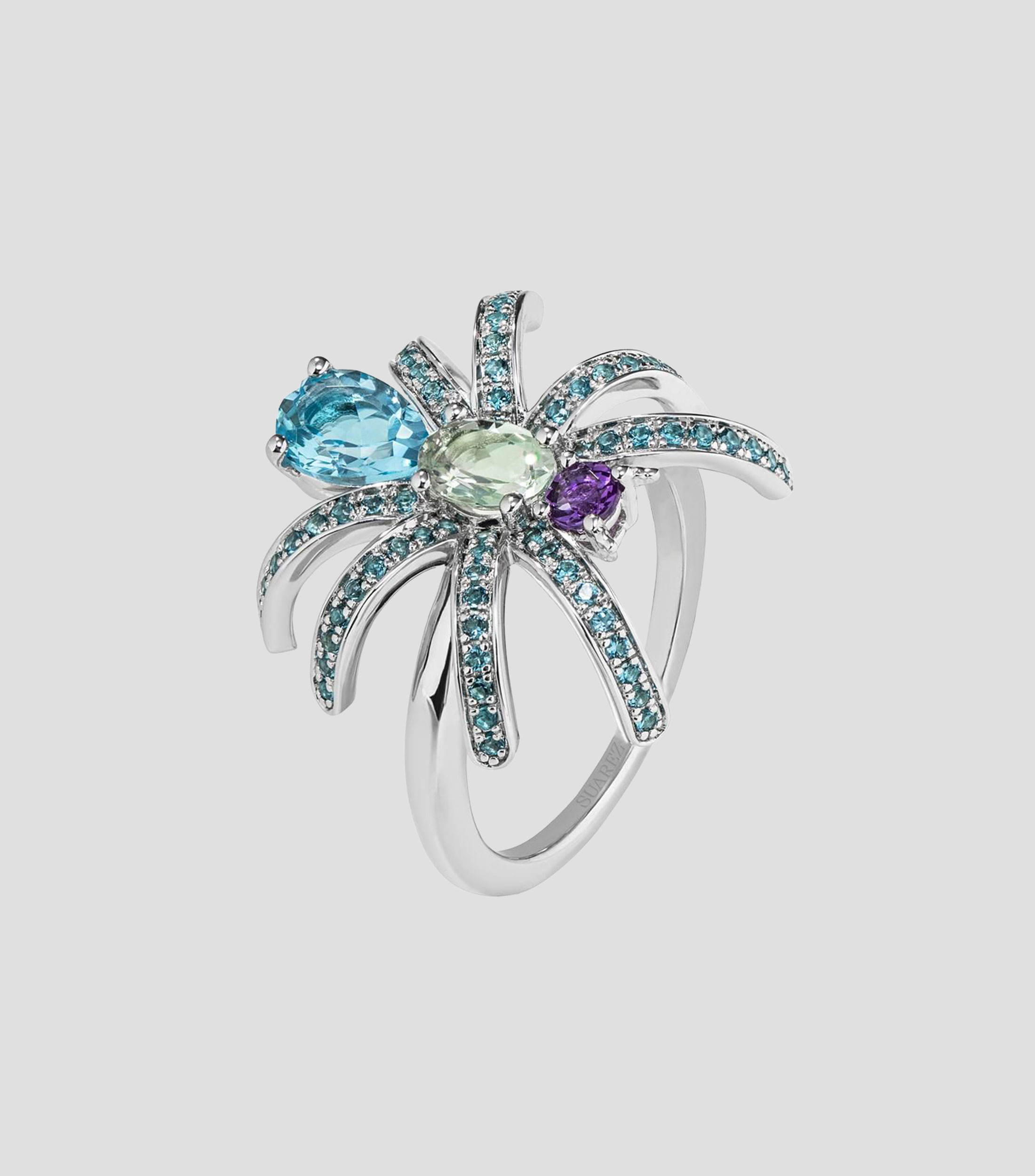 Anillo en plata Makech con topacio, amatista y diamantes Mujer