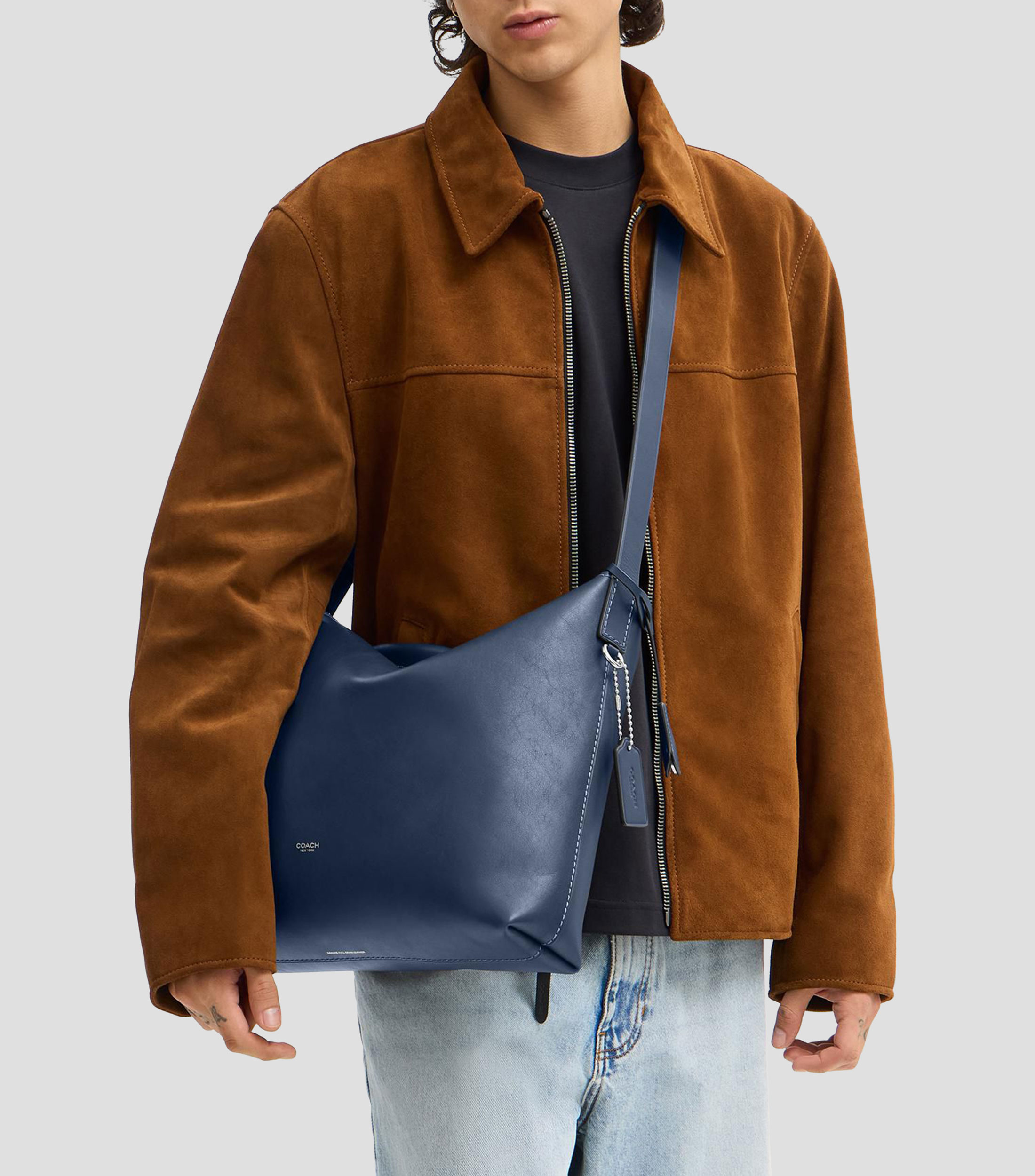 Bolso messenger en piel Mott liso Hombre