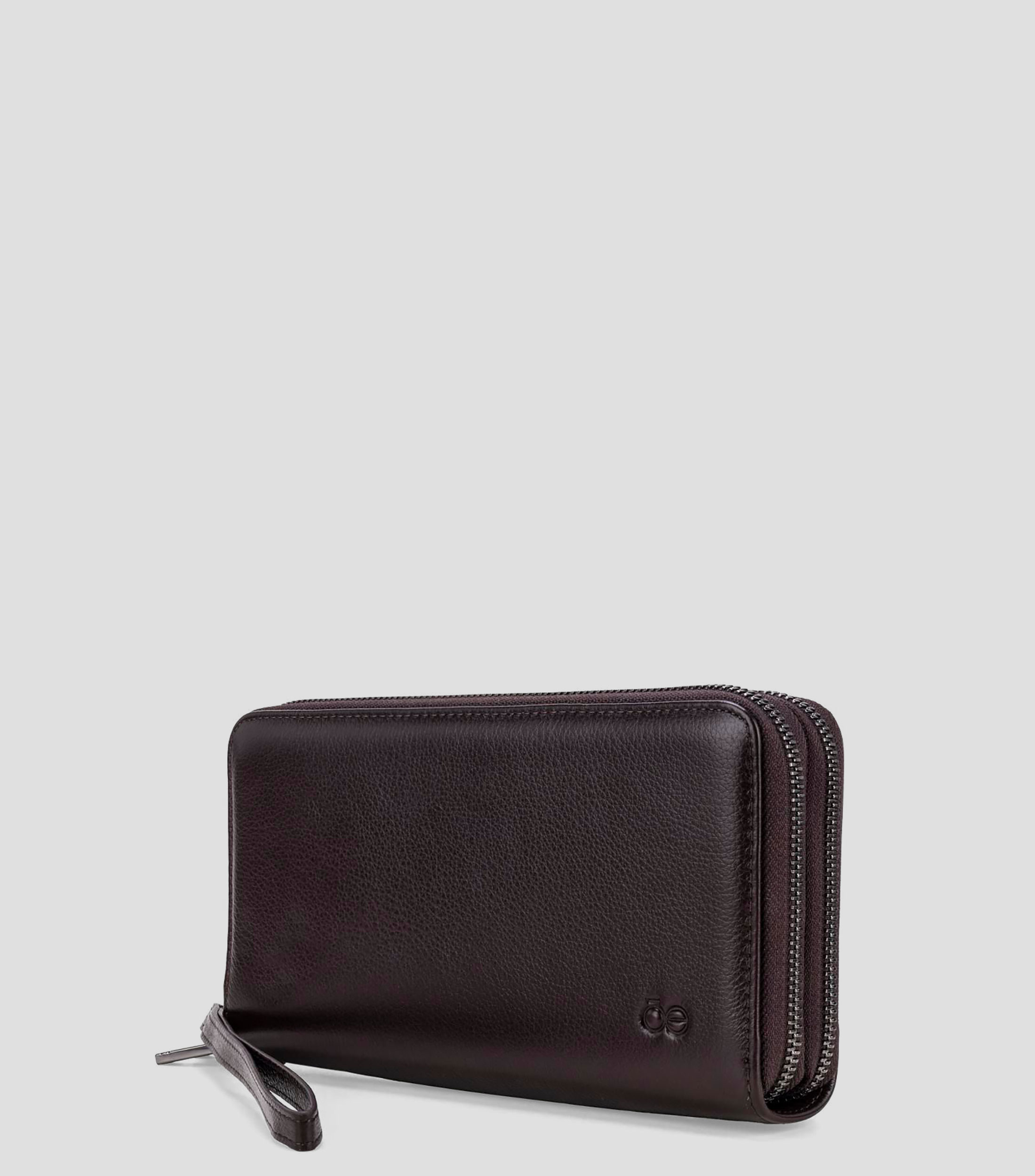 Cartera en piel liso Hombre Café