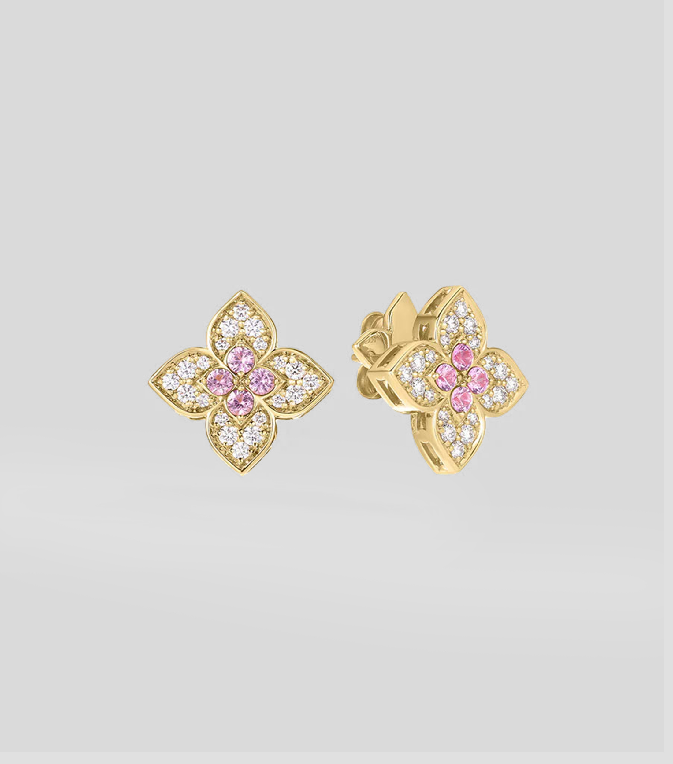 Aretes en oro amarillo de 18 kilates con diamantes y rubelita Princesa Veneciana Mujer