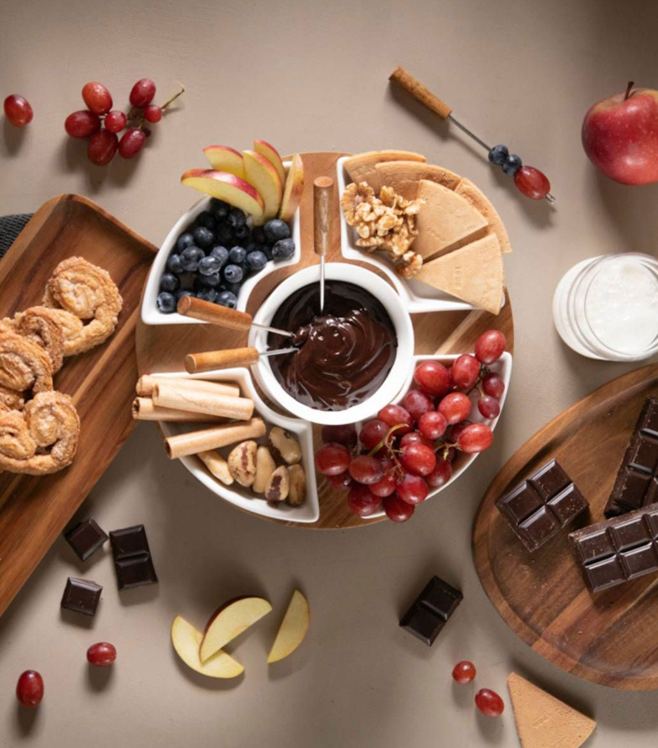 Fondue giratoria en porcelana