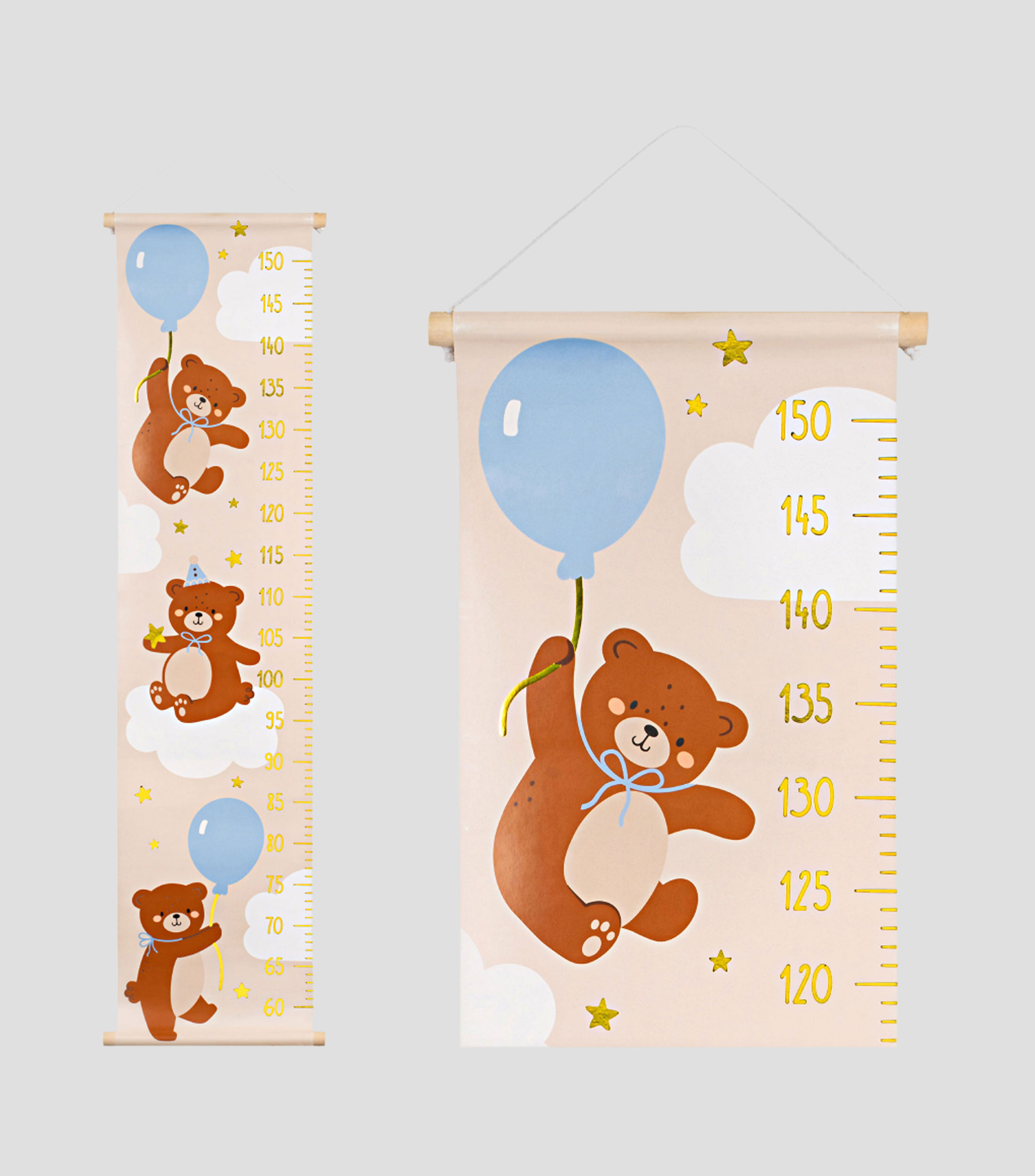 Medidor de altura para pared con osos