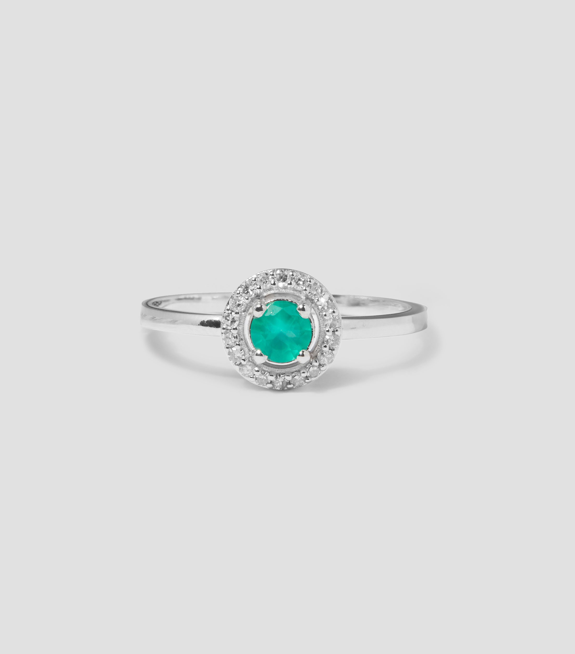 Anillo en oro de 14 kilates con esmeralda Mujer