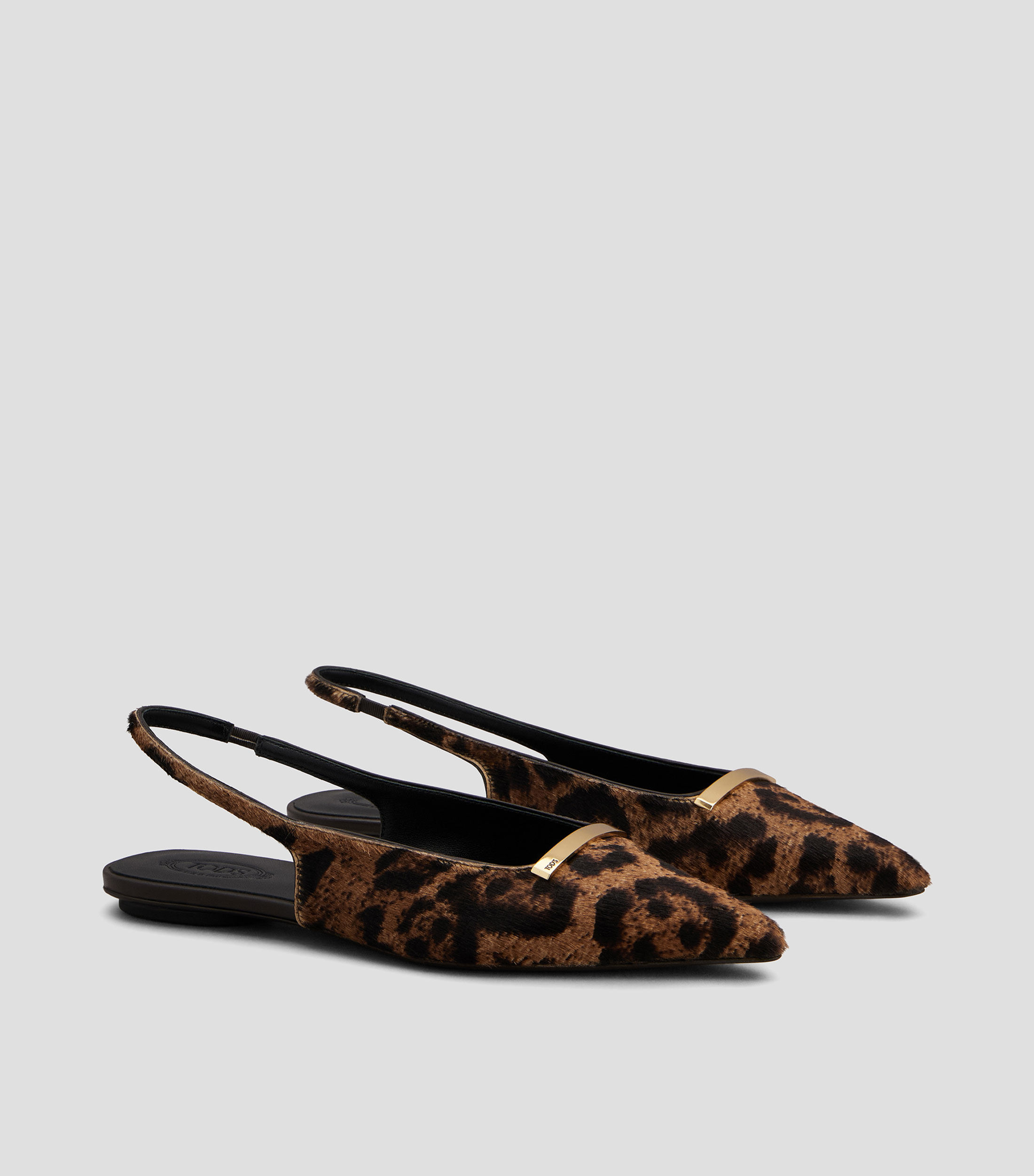 Flats Cuoio Barreta en piel animalprint Mujer