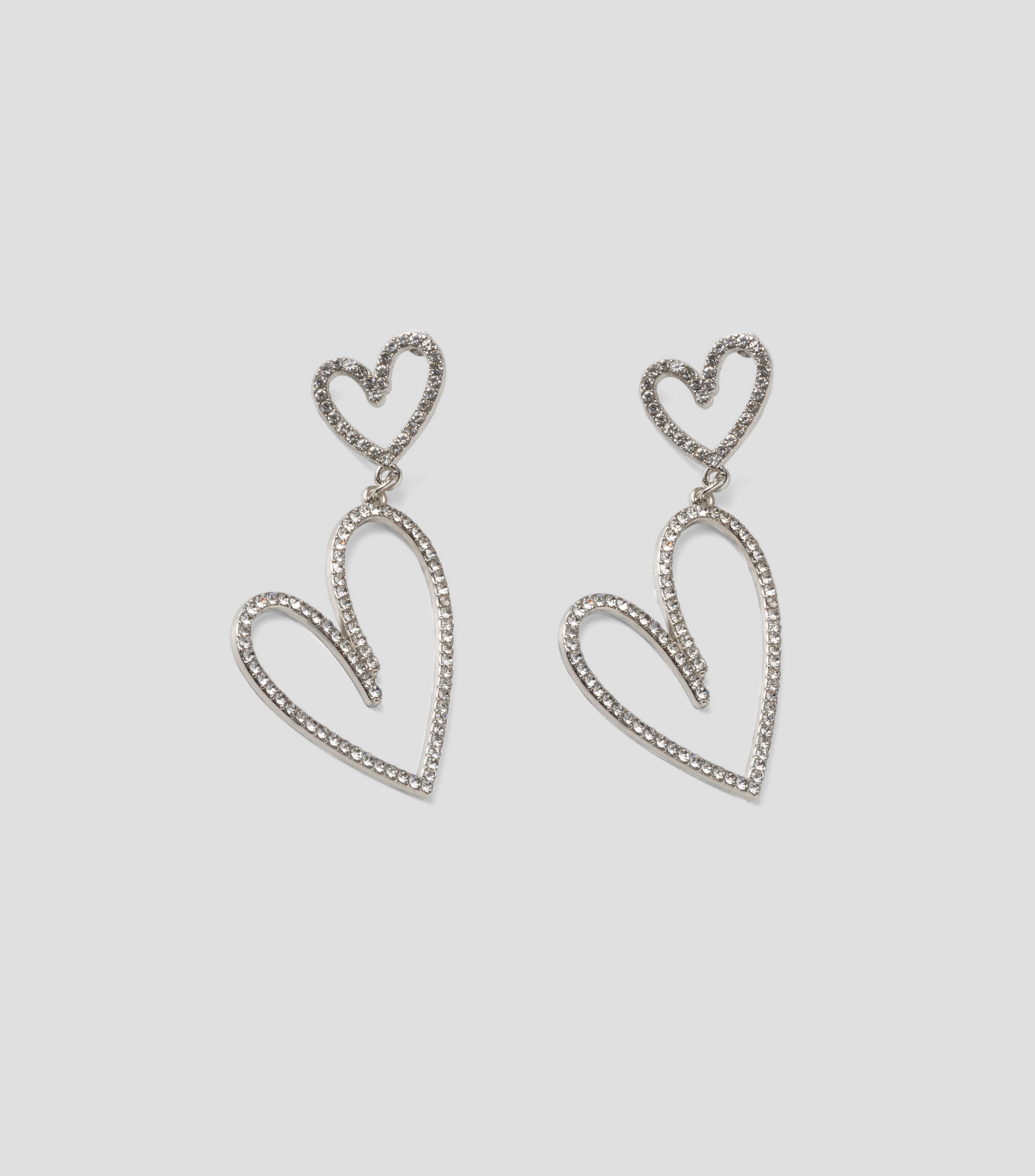Aretes en Forma de 2 Corazones con Cristales, Mujer