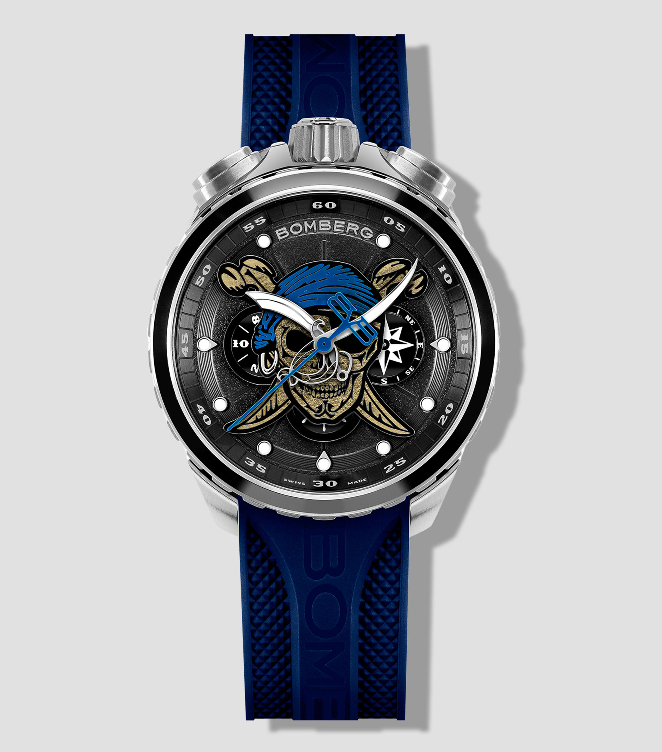 Reloj para Hombre Bolt-68 BS450733 Pirata Azul Casual Negro, Plateado