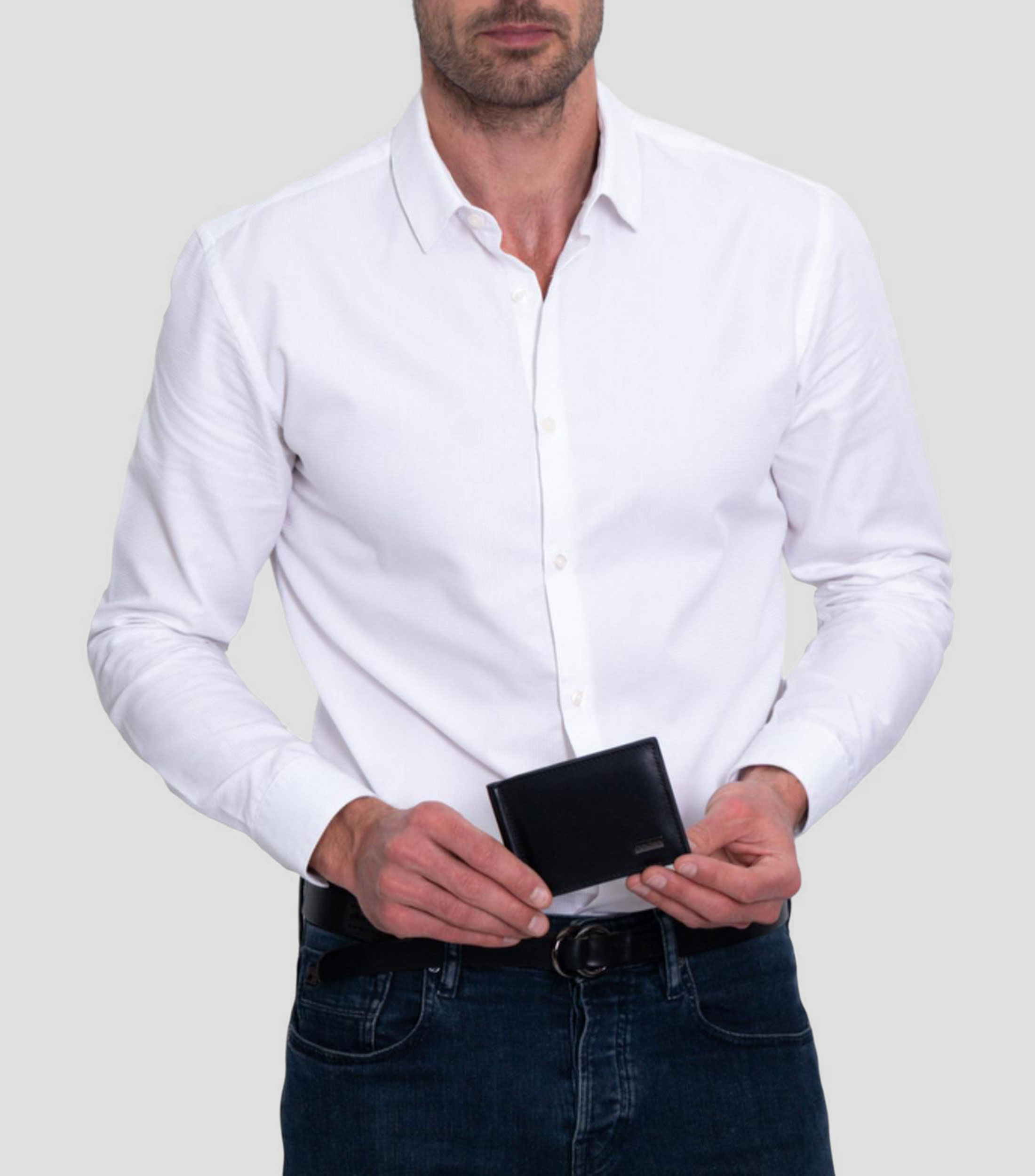 Cartera bifold en piel lisa Hombre