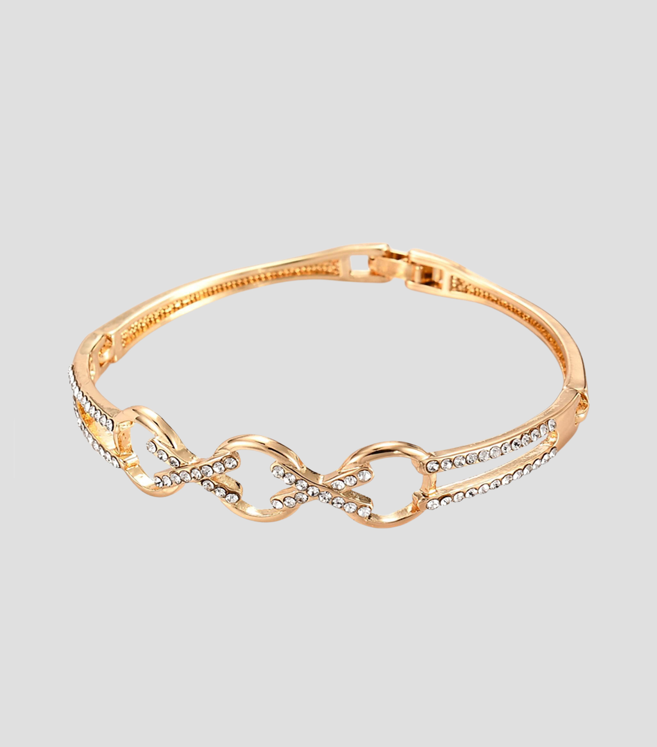 Brazalete con diseño de eslabones circulares y cristales incrustados Mujer