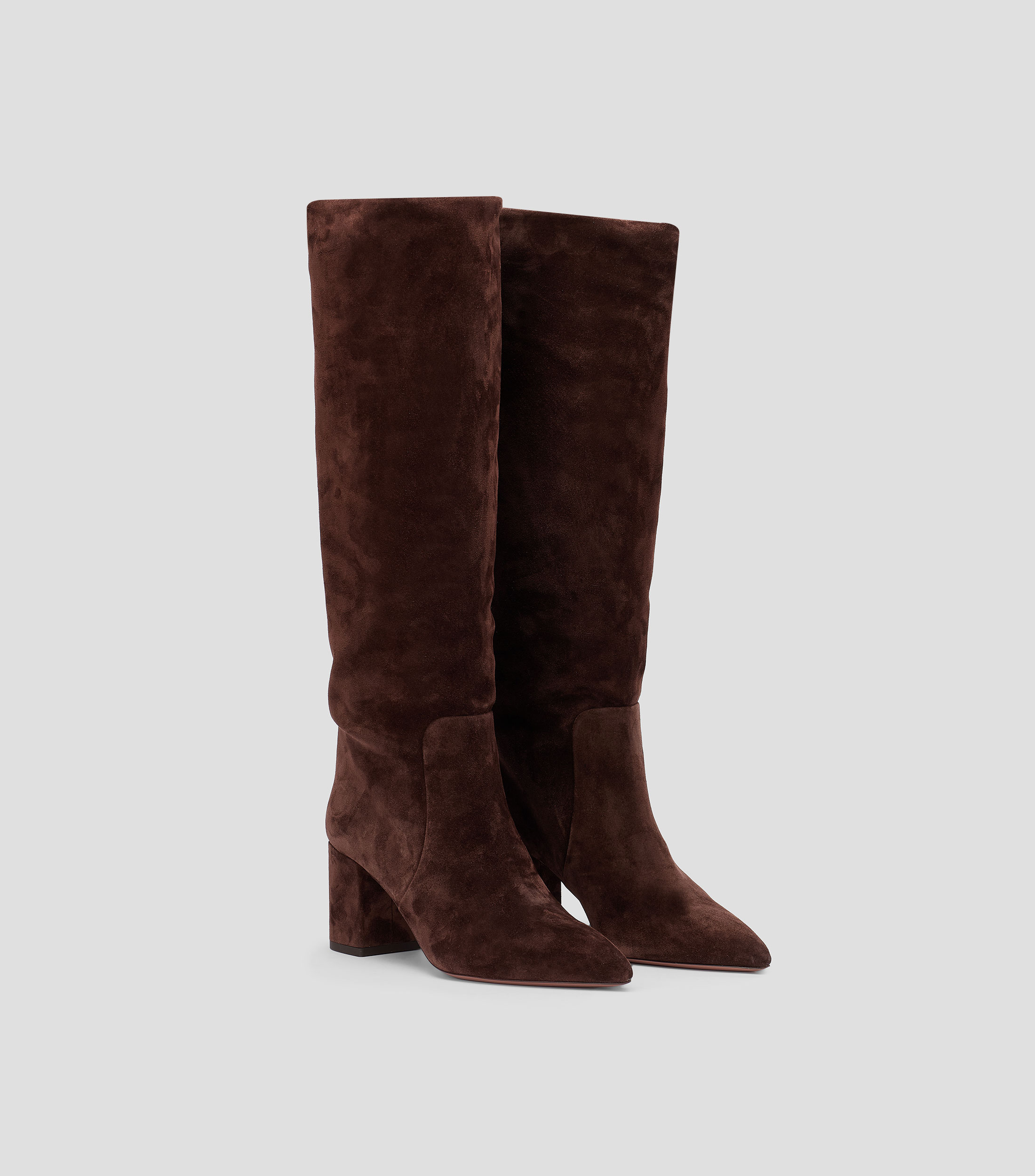 Botas largas en piel con tacón medio media luna Mujer