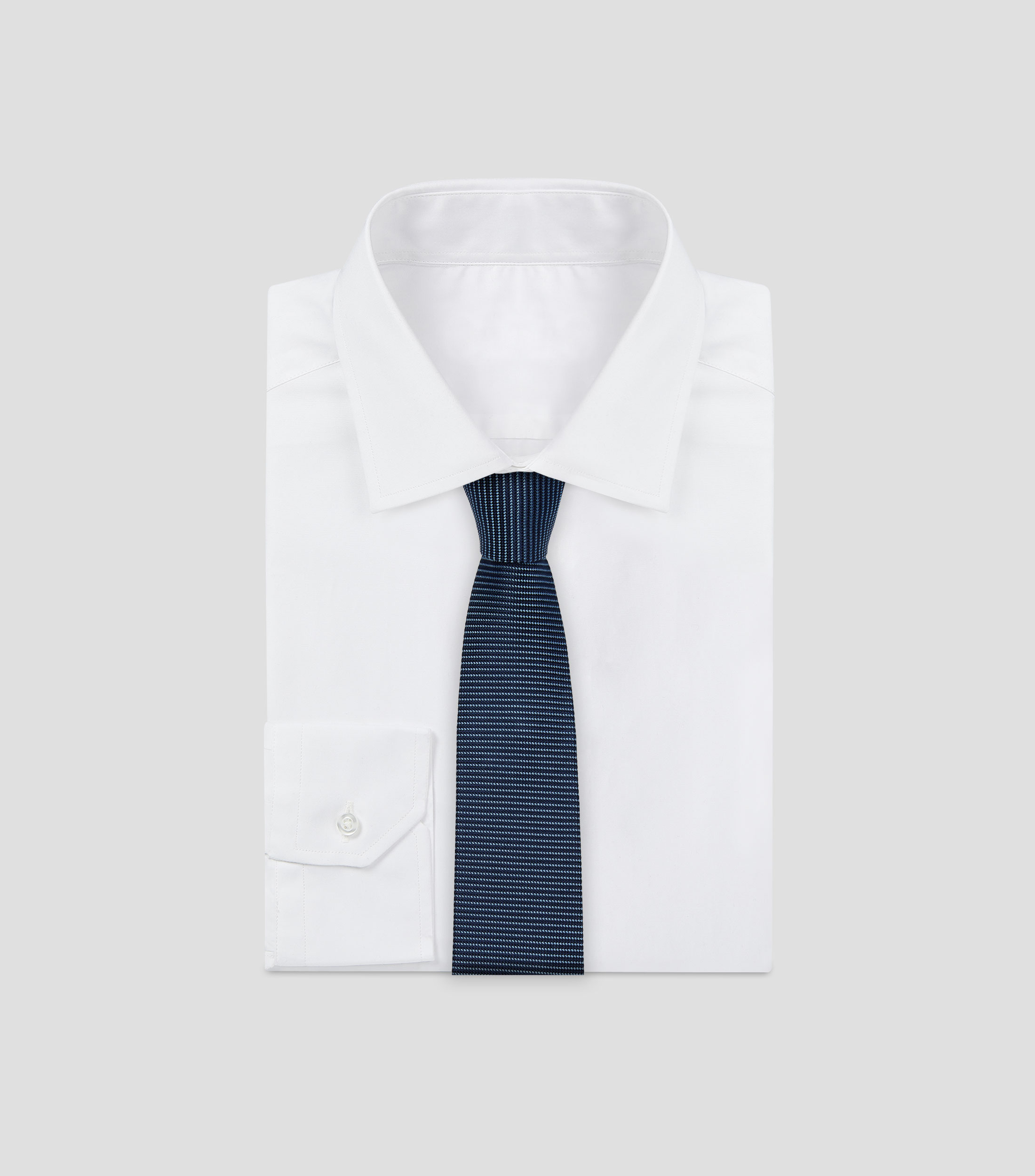 Corbata ancha en seda azul medio con jacquard Brera