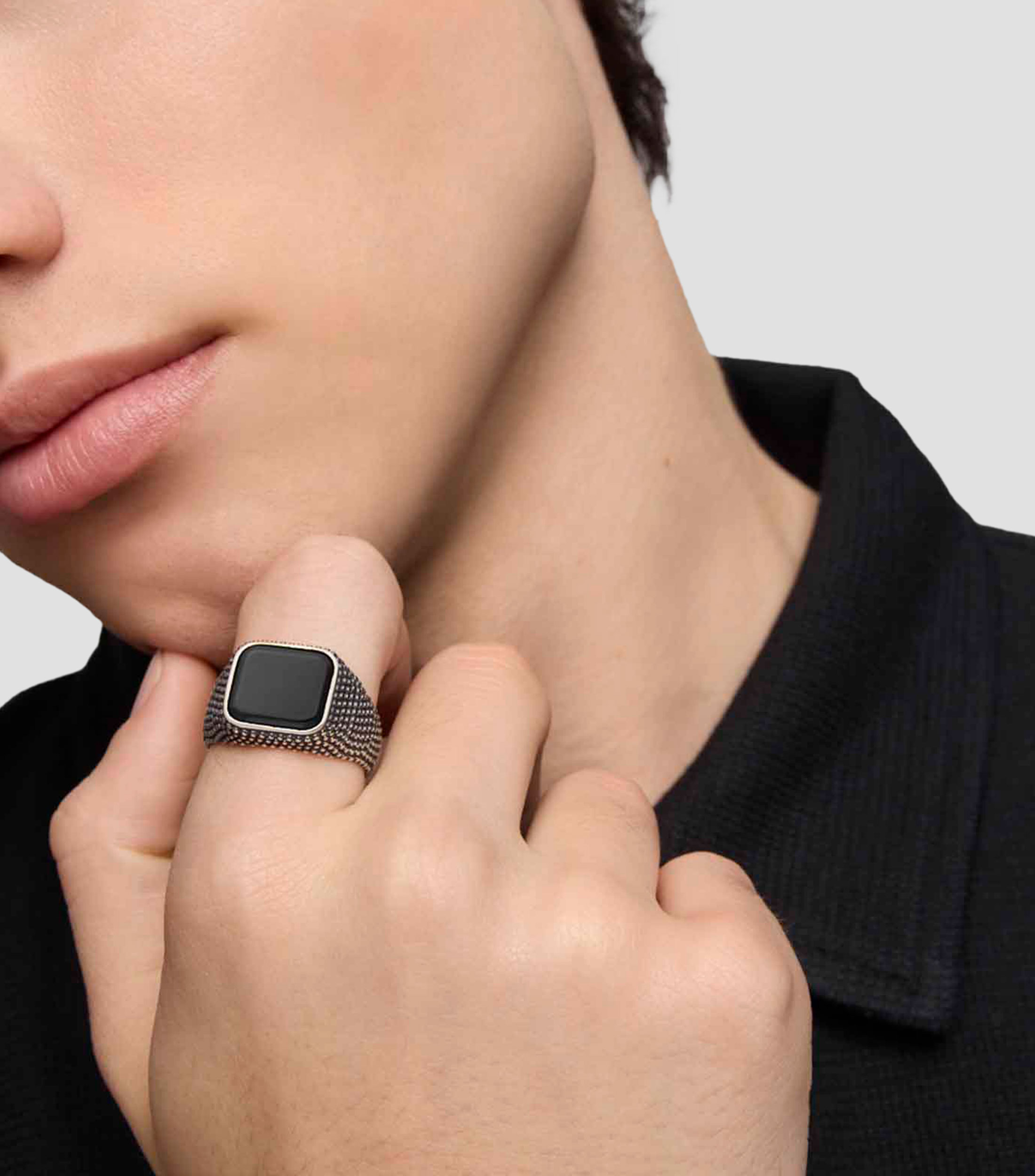 Anillo en plata .925 Man con onix Hombre
