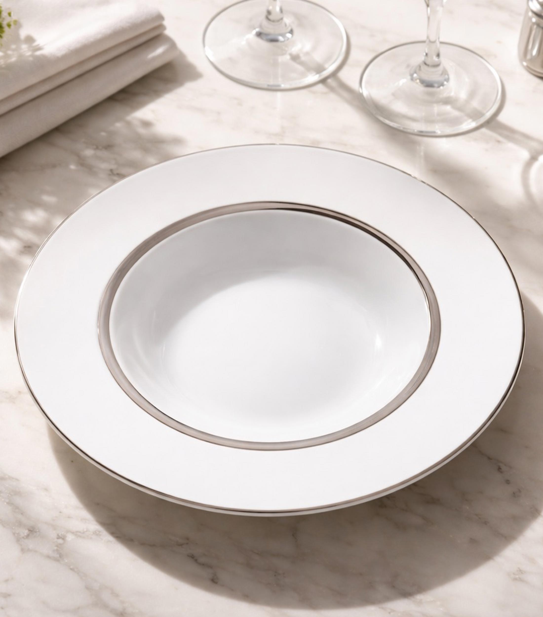 Plato para sopa Domo Platinum liso